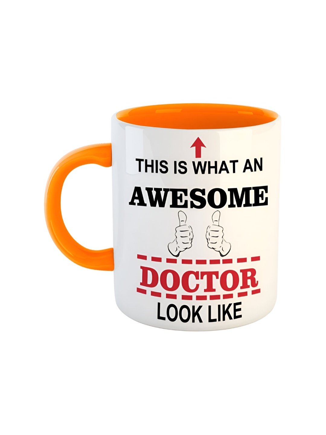 

ARTBUG White & Orange Text Or Slogans Printed Ceramic Glossy Mug 350ml
