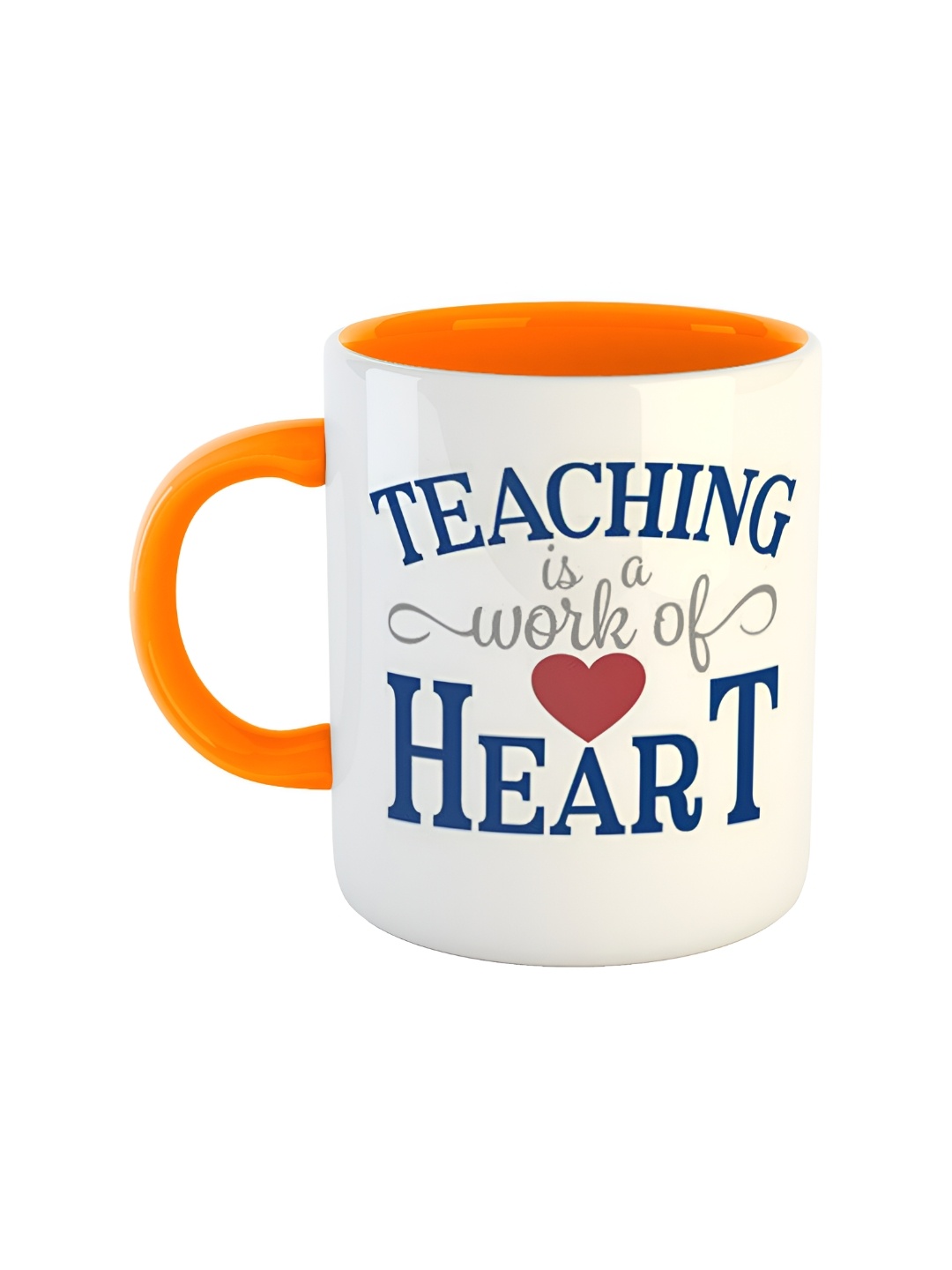 

ARTBUG White & Orange Text Or Slogans Printed Ceramic Glossy Mug 350ml