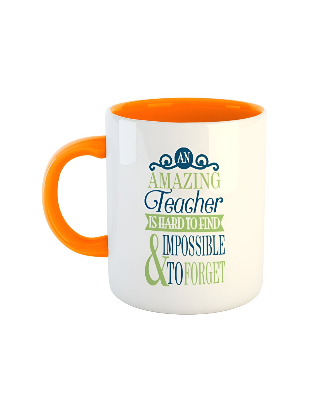 

ARTBUG White & Orange Text Or Slogans Printed Ceramic Glossy Mug 350ml