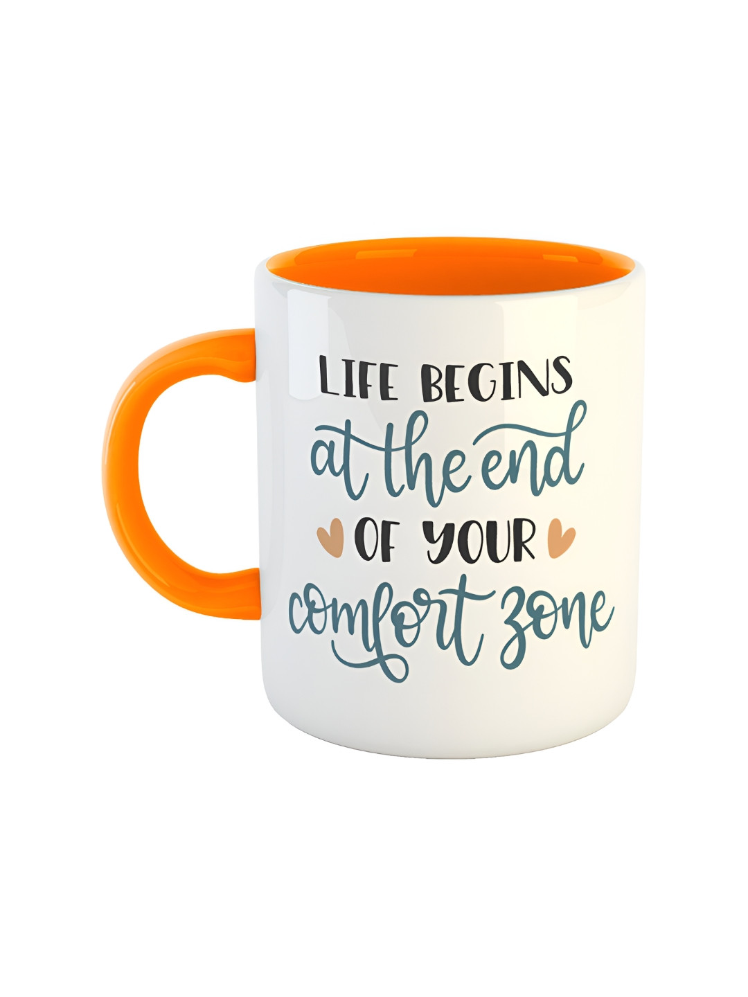 

ARTBUG White & Orange Text Or Slogans Printed Ceramic Glossy Mug 350ml