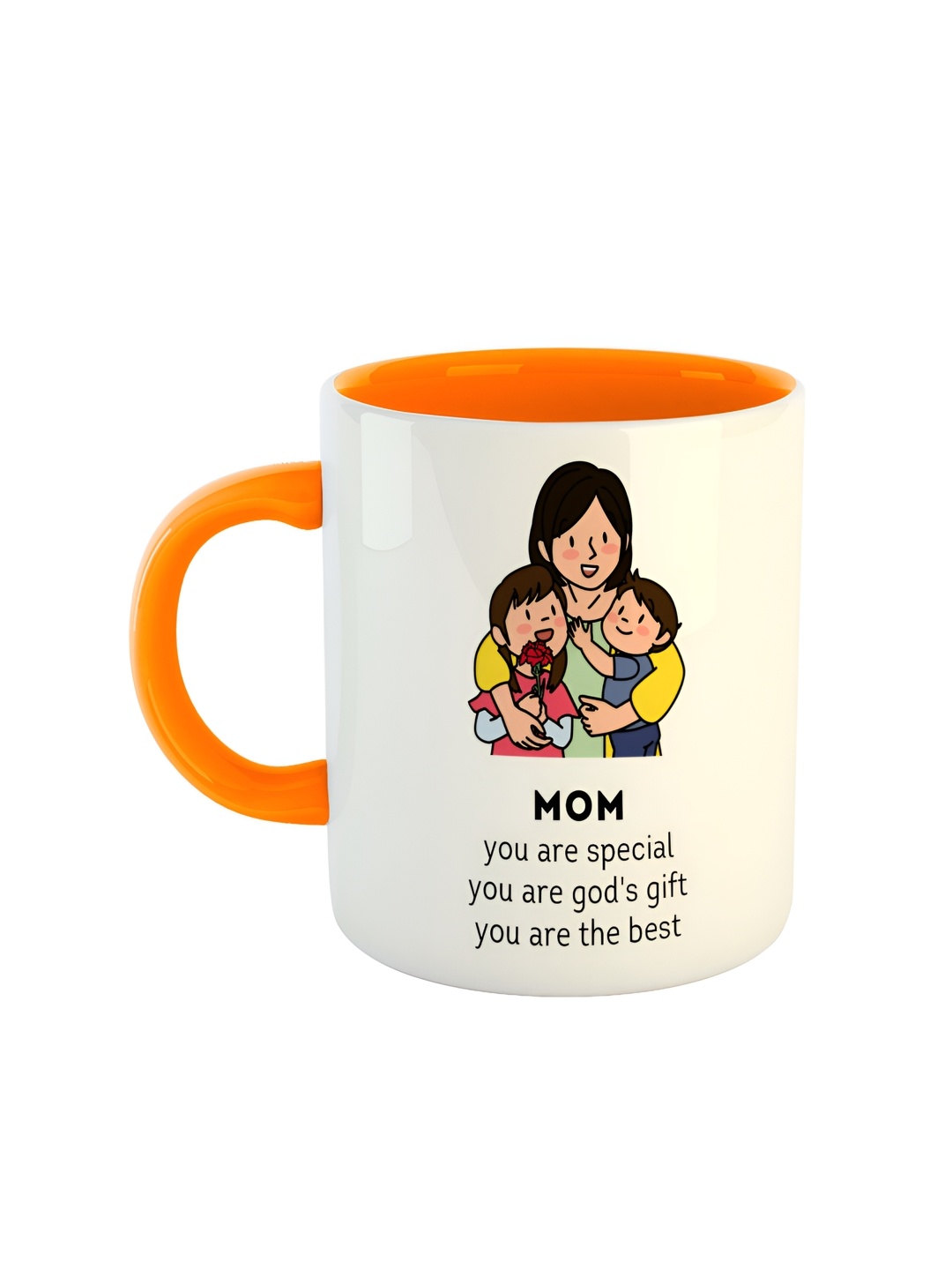 ARTBUG Orange & White Text Or Slogans Printed Ceramic Glossy Mug 350ml