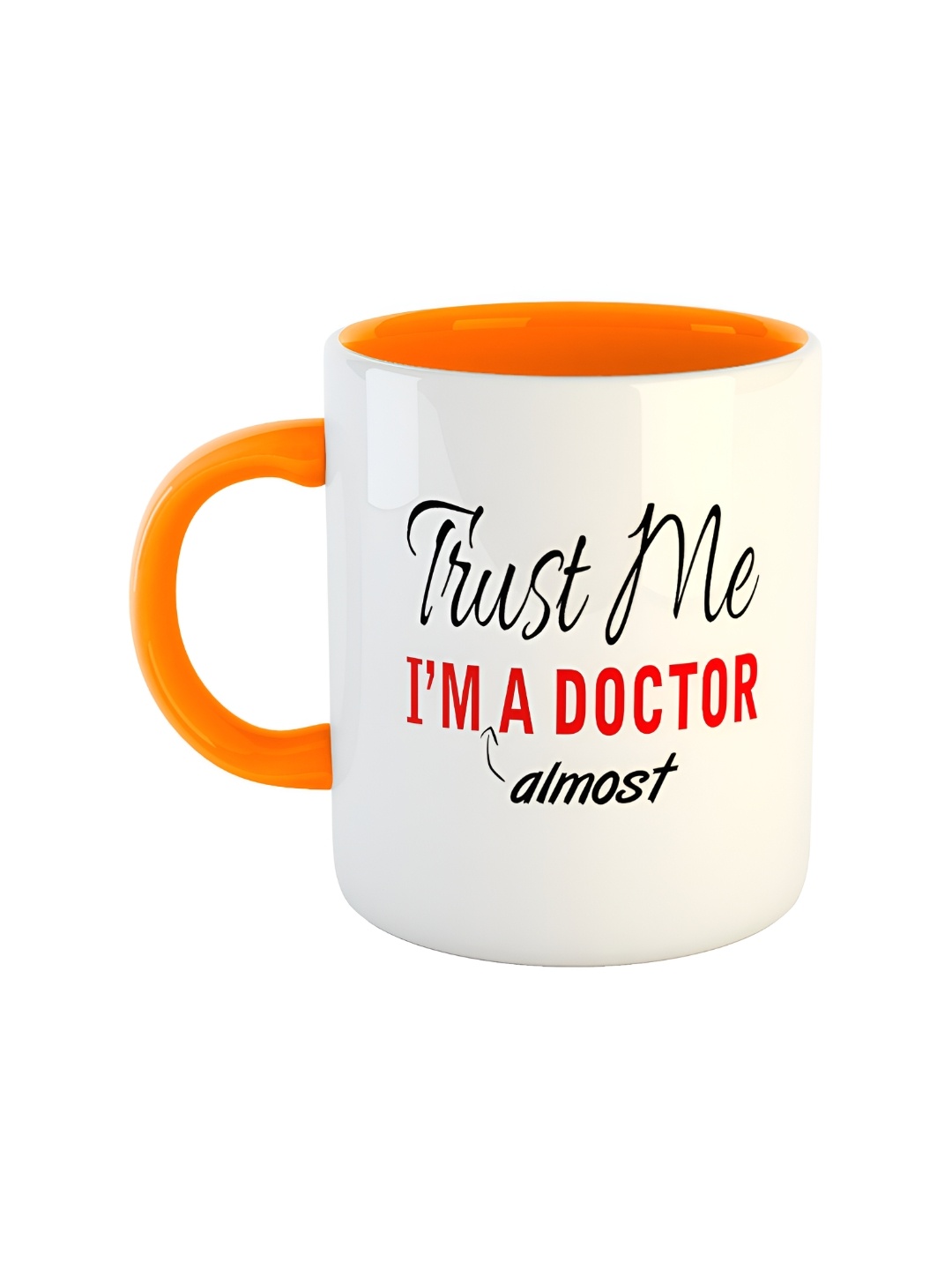 

ARTBUG White & Orange Text Or Slogans Printed Ceramic Glossy Mug 350ml