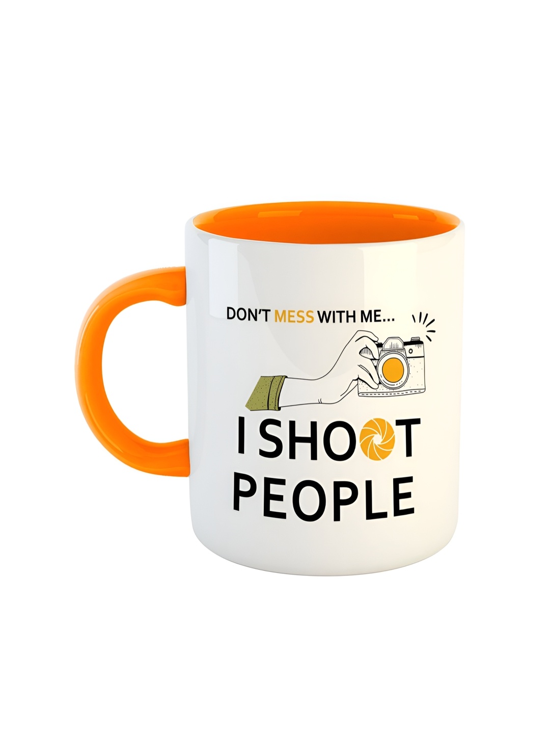 

ARTBUG White & Orange Text Or Slogans Printed Ceramic Glossy Mug 350ml