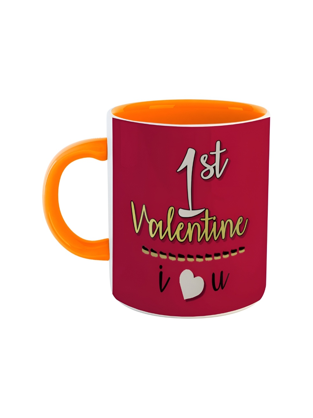 

ARTBUG Orange & Red Text Or Slogans Printed Ceramic Glossy Mug 350ml