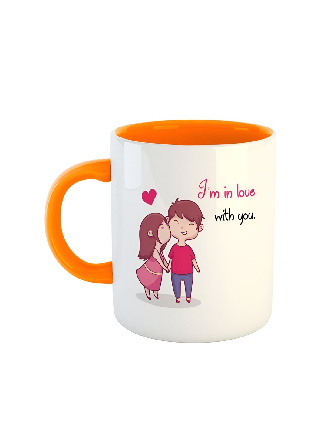 

ARTBUG Orange & White Text Or Slogans Printed Ceramic Glossy Mug 350ml