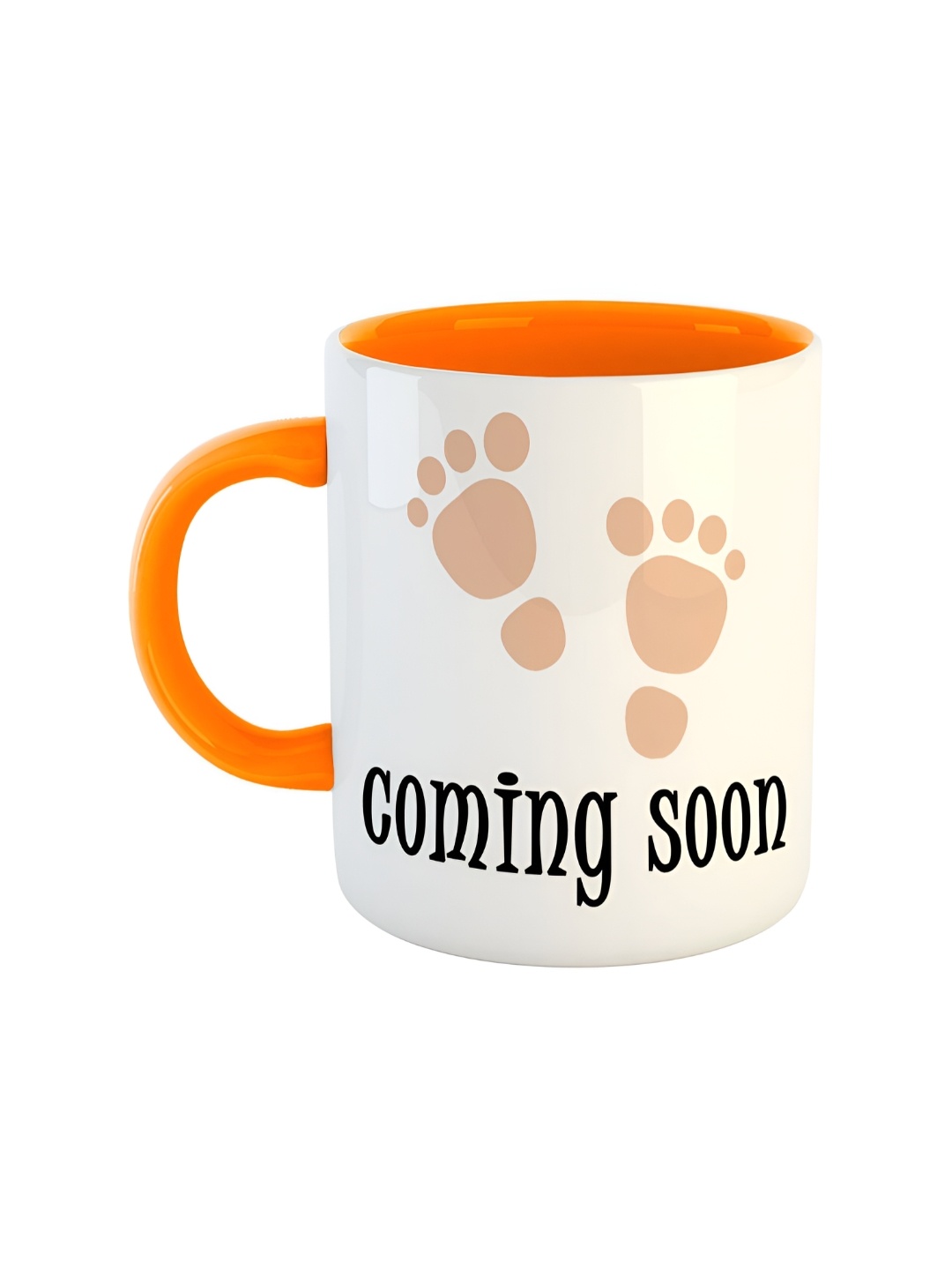 ARTBUG White & Orange Text Or Slogans Printed Ceramic Glossy Mug 350ml