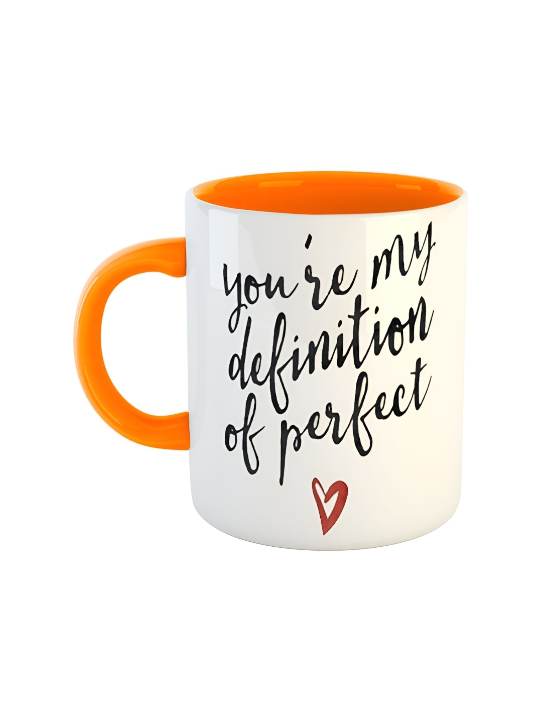 

ARTBUG White & Orange Text Or Slogans Printed Ceramic Glossy Mug 350ml