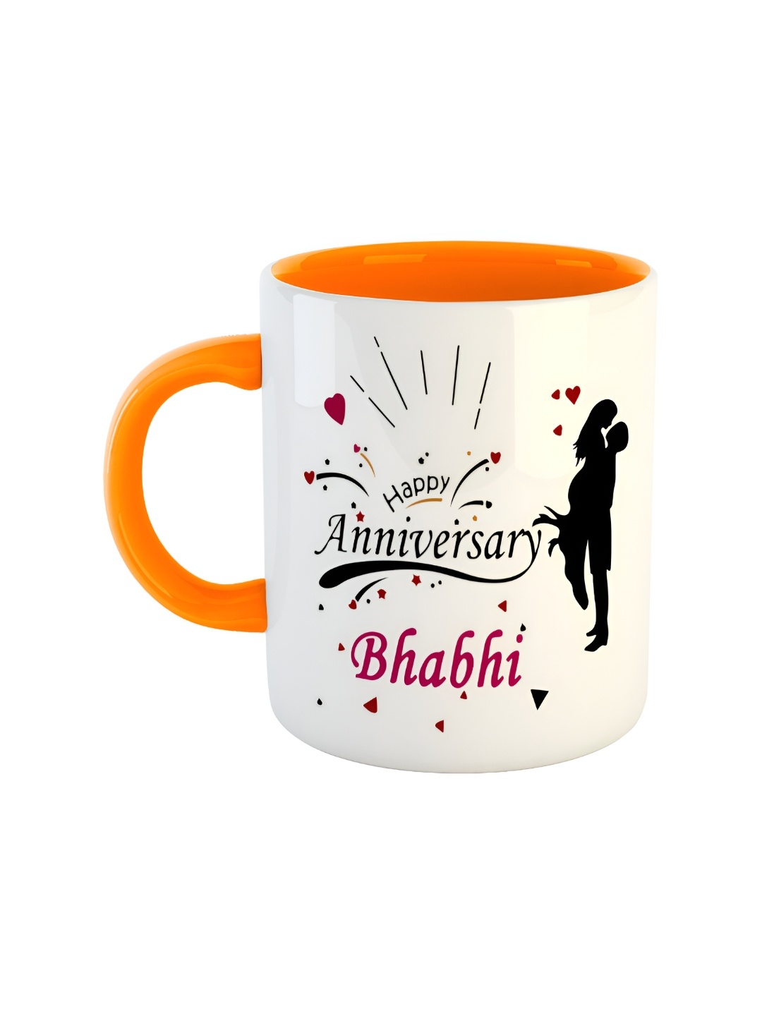 

ARTBUG White & Orange Text Or Slogans Printed Ceramic Glossy Mug 350ml