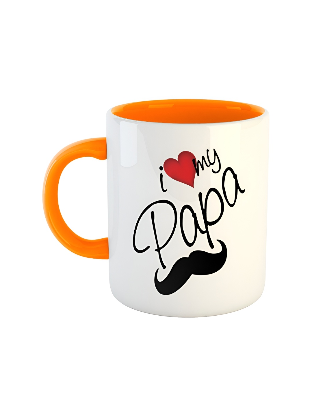 ARTBUG Orange & White Text Or Slogans Printed Ceramic Glossy Mug 350ml