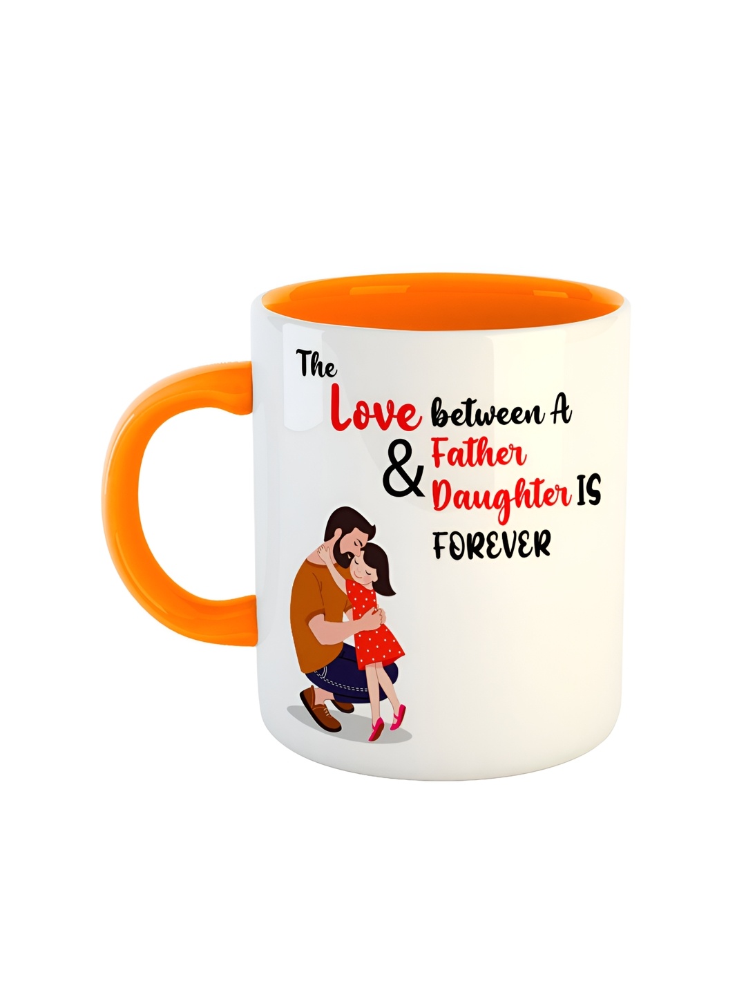 

ARTBUG White & Orange Text Or Slogans Printed Ceramic Glossy Mug 350ml