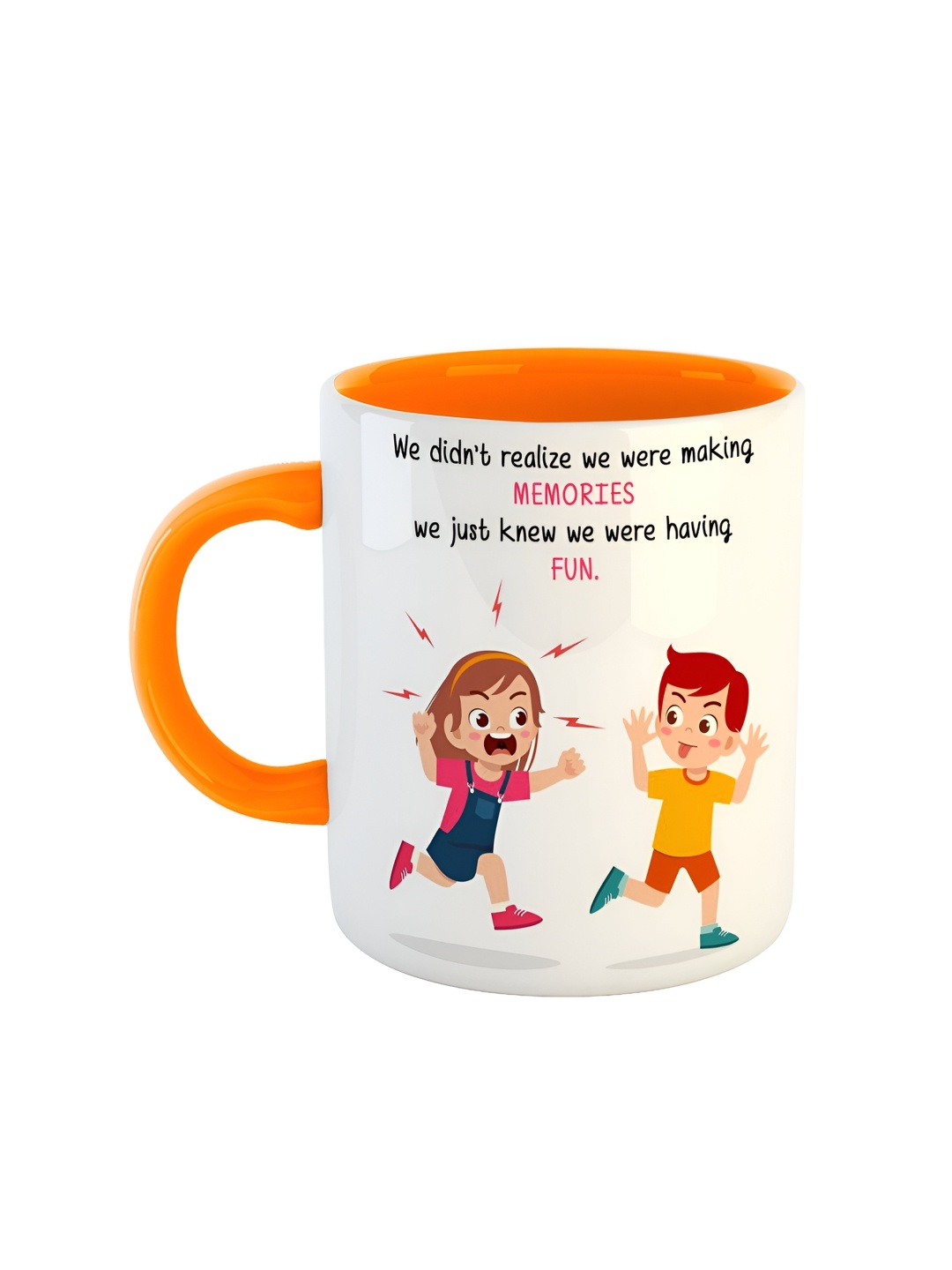 ARTBUG White & Orange Text Or Slogans Printed Ceramic Glossy Mug 350ml