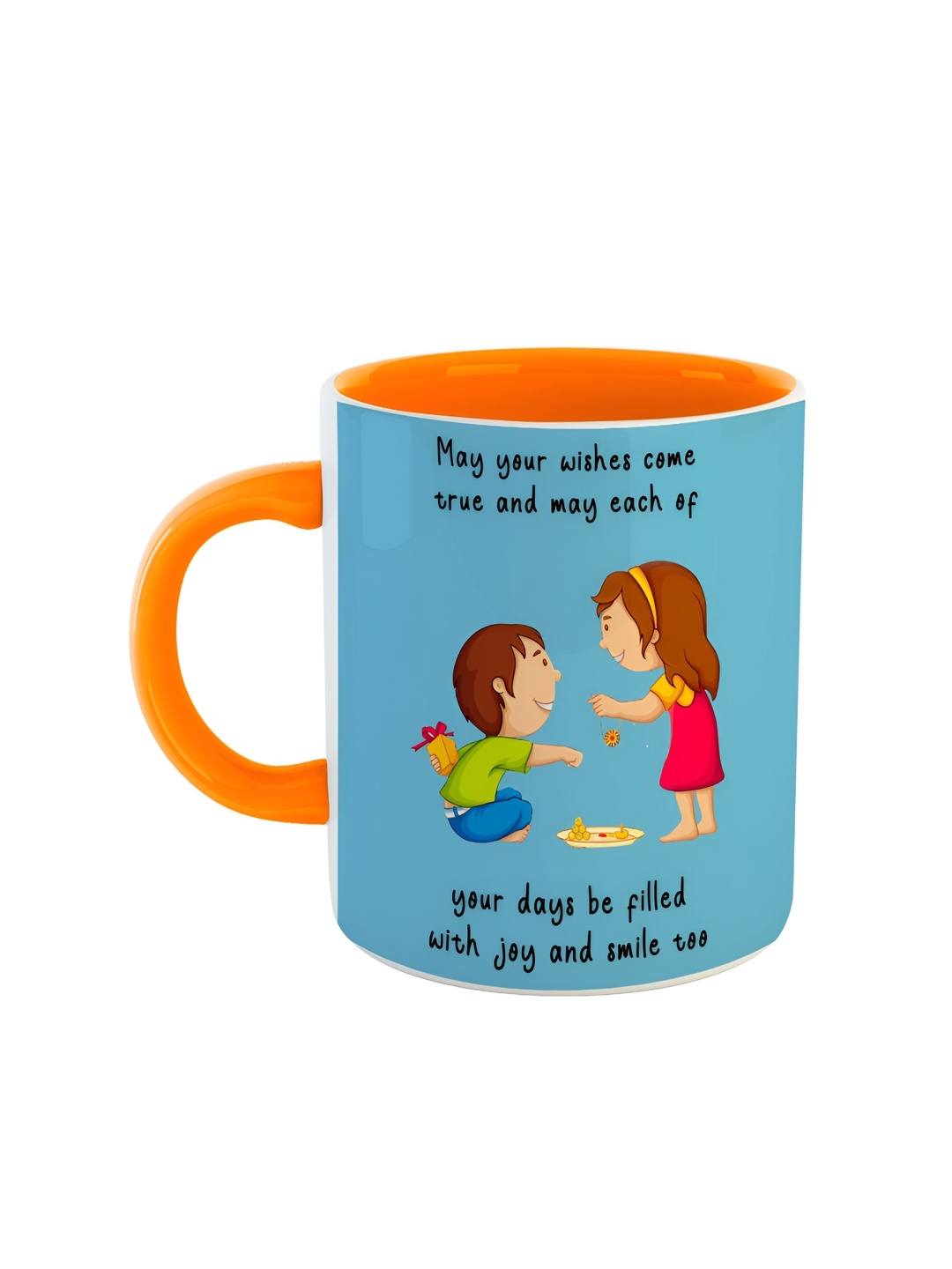 

ARTBUG Orange & Blue Printed Ceramic Glossy Mug 350 ml