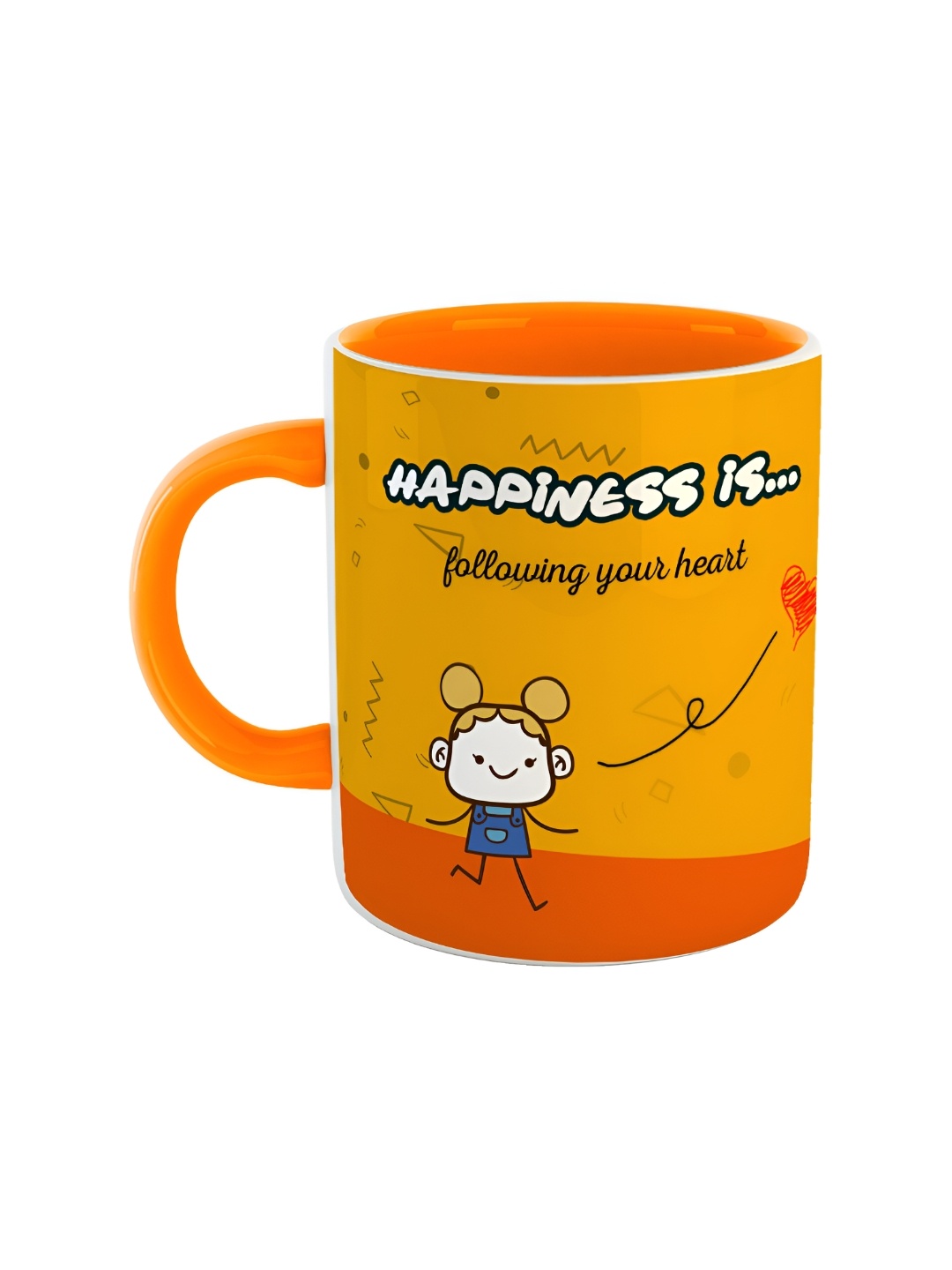

ARTBUG Orange & Mustard Text Or Slogans Printed Ceramic Glossy Mug 350ml