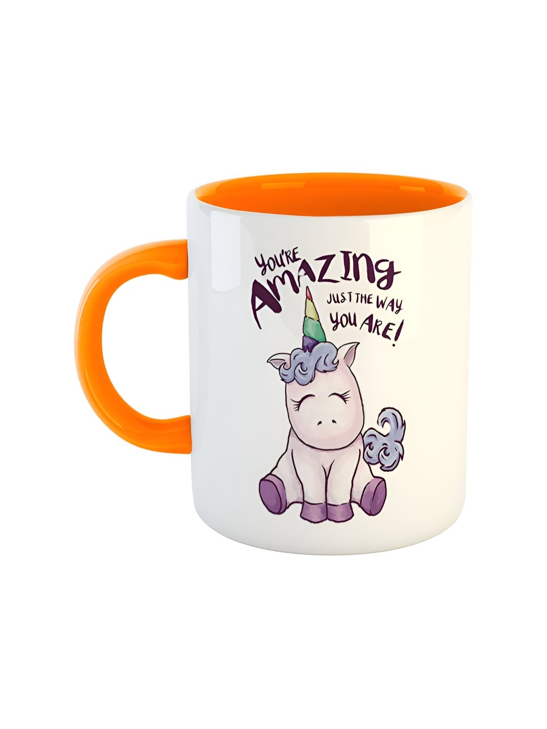 

ARTBUG Orange & White Trends Or Slogans Printed Ceramic Glossy Mug 350ml