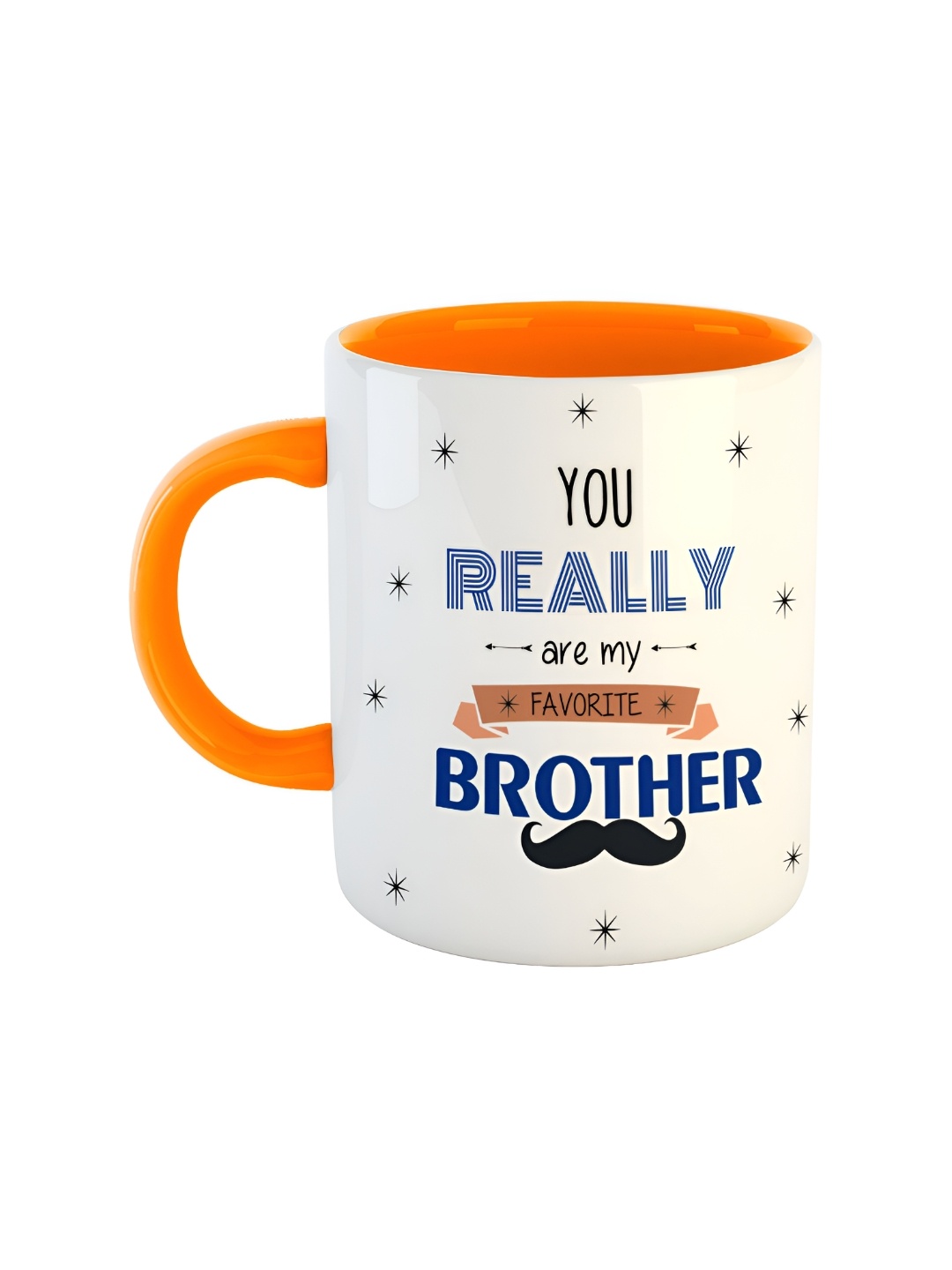 ARTBUG Orange & White Printed Ceramic Glossy Mug 350 ml