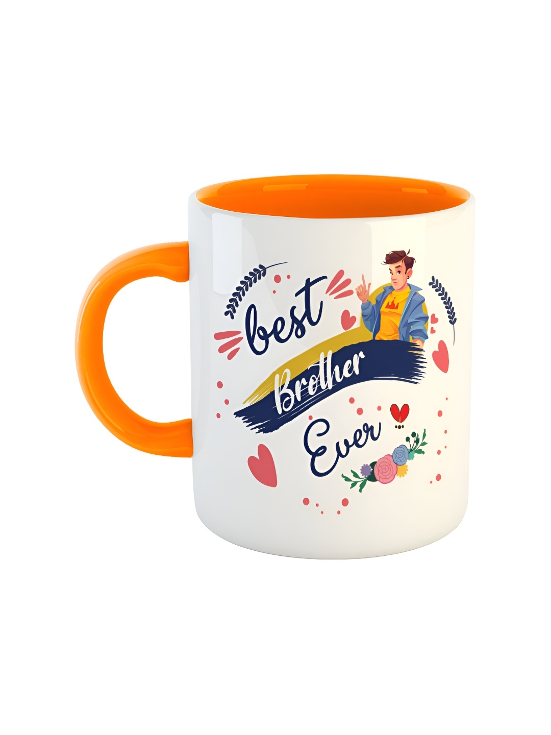 ARTBUG Orange & White Printed Ceramic Glossy Mug 350 ml