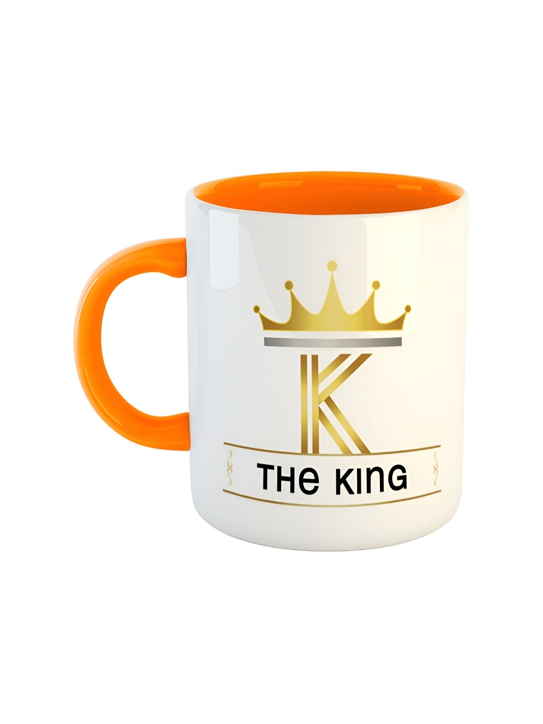 ARTBUG Orange & White Printed Ceramic Glossy Mug 350 ml