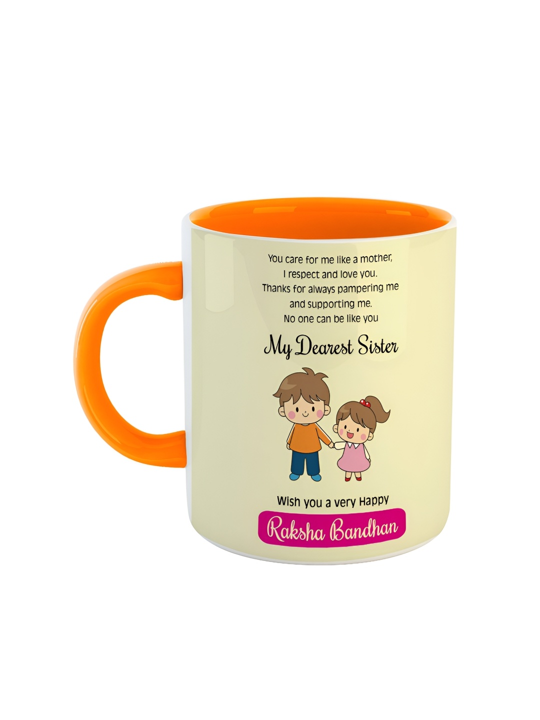 

ARTBUG Orange & Beige Printed Ceramic Glossy Mug 350 ml