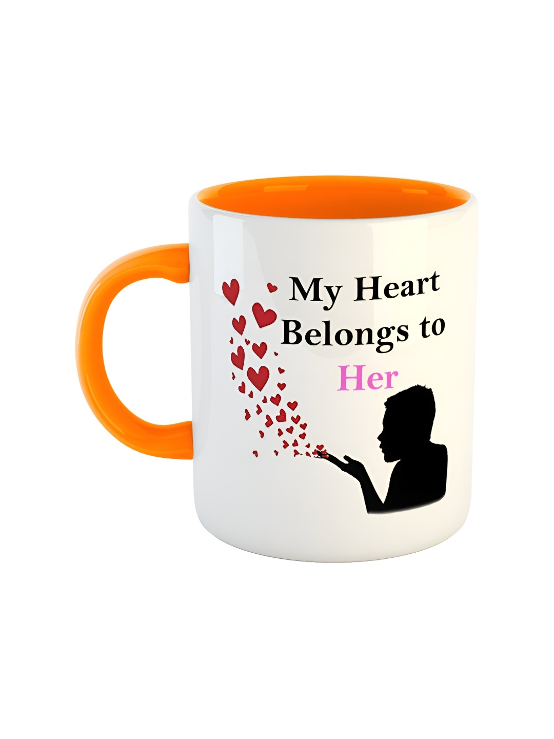 ARTBUG Orange & White Printed Ceramic Glossy Mug 350 ml