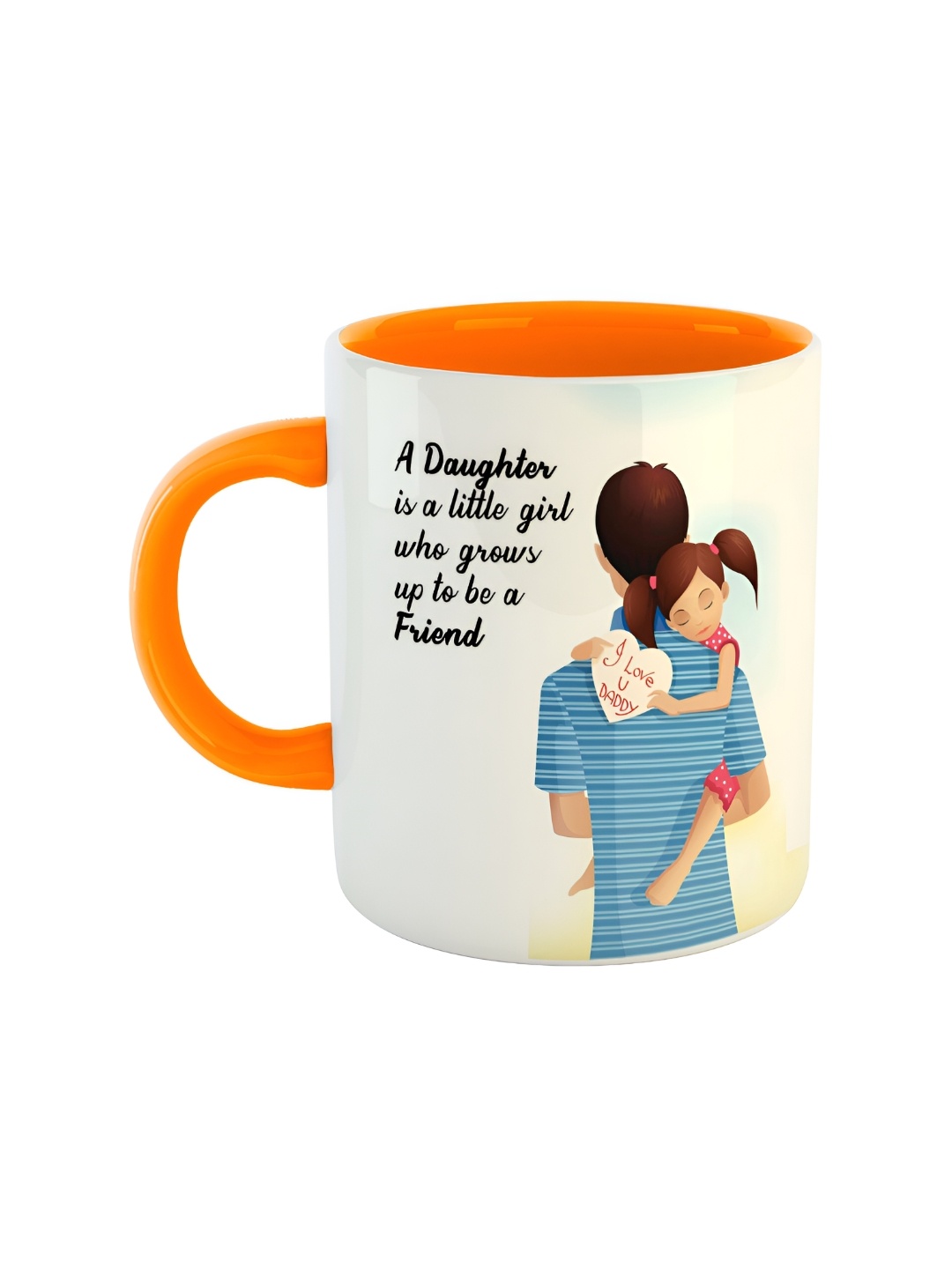 ARTBUG Orange & White Printed Ceramic Glossy Mug 350 ml