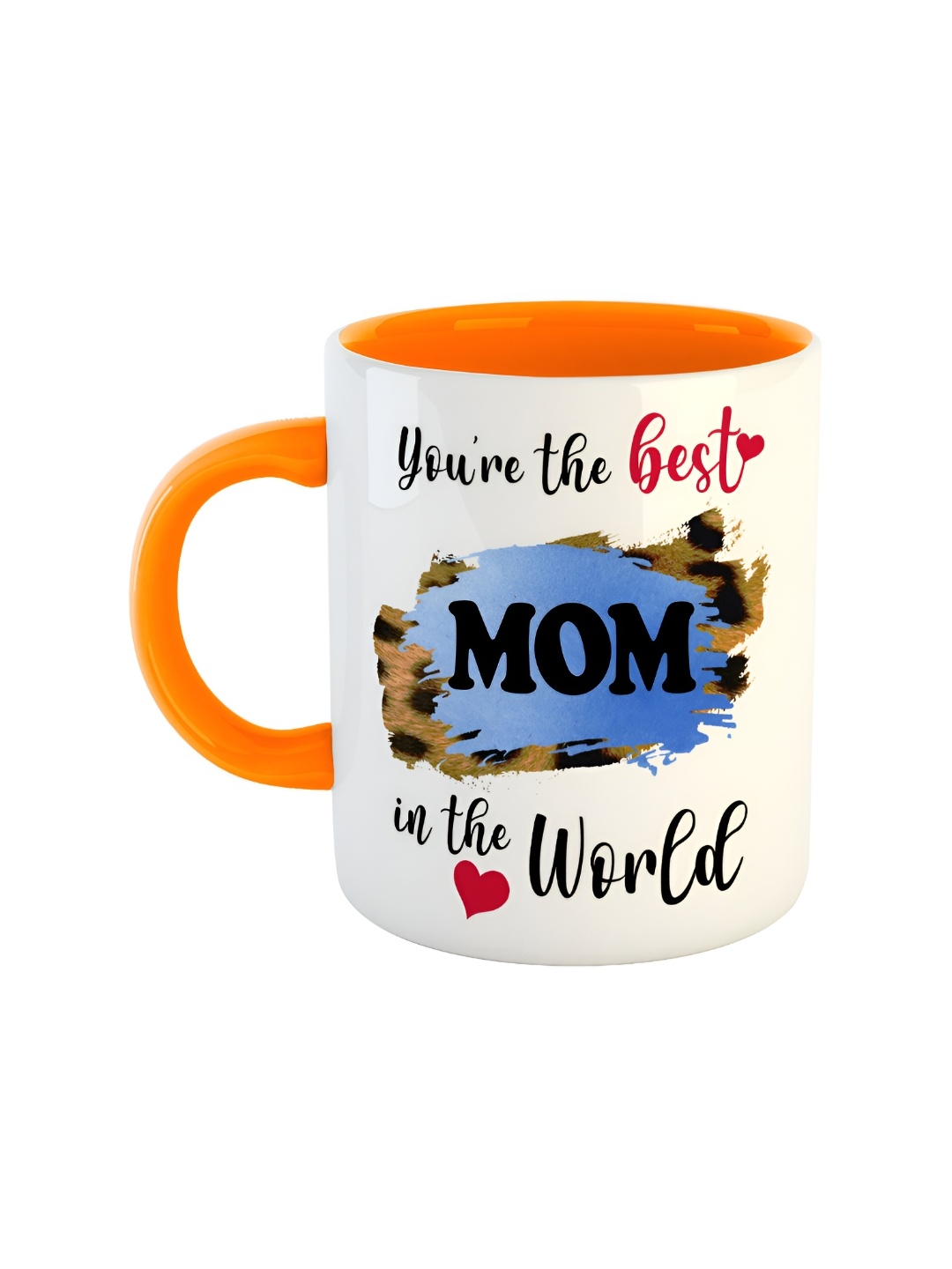 ARTBUG Orange & White Printed Ceramic Glossy Mug 350 ml