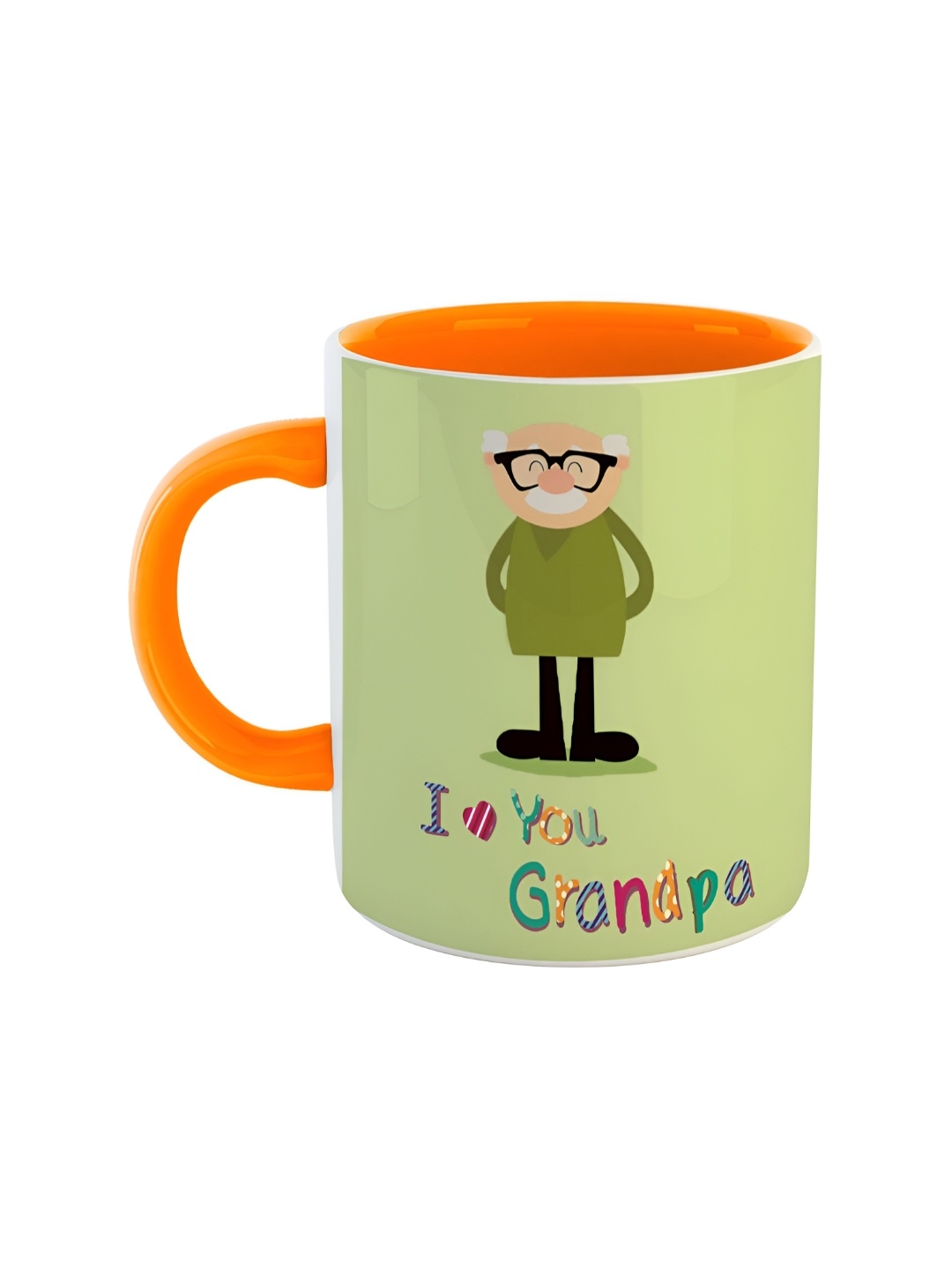 

ARTBUG Orange & Green Printed Ceramic Glossy Mug 350 ml