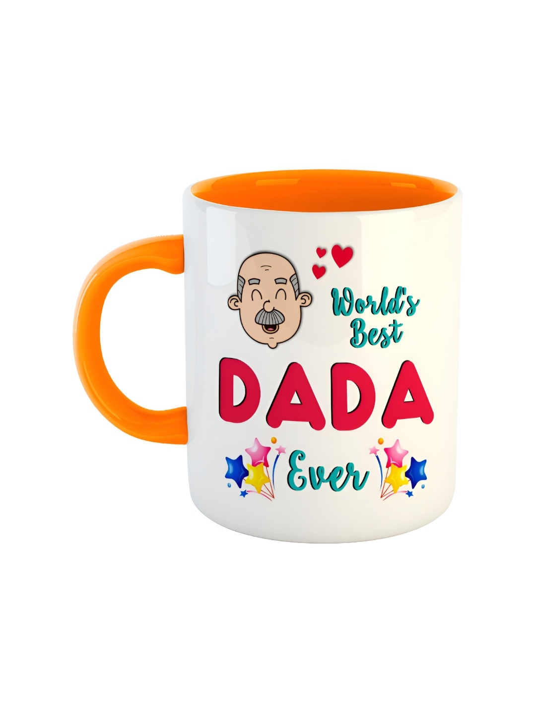 ARTBUG Orange & White Printed Ceramic Glossy Mug 350 ml