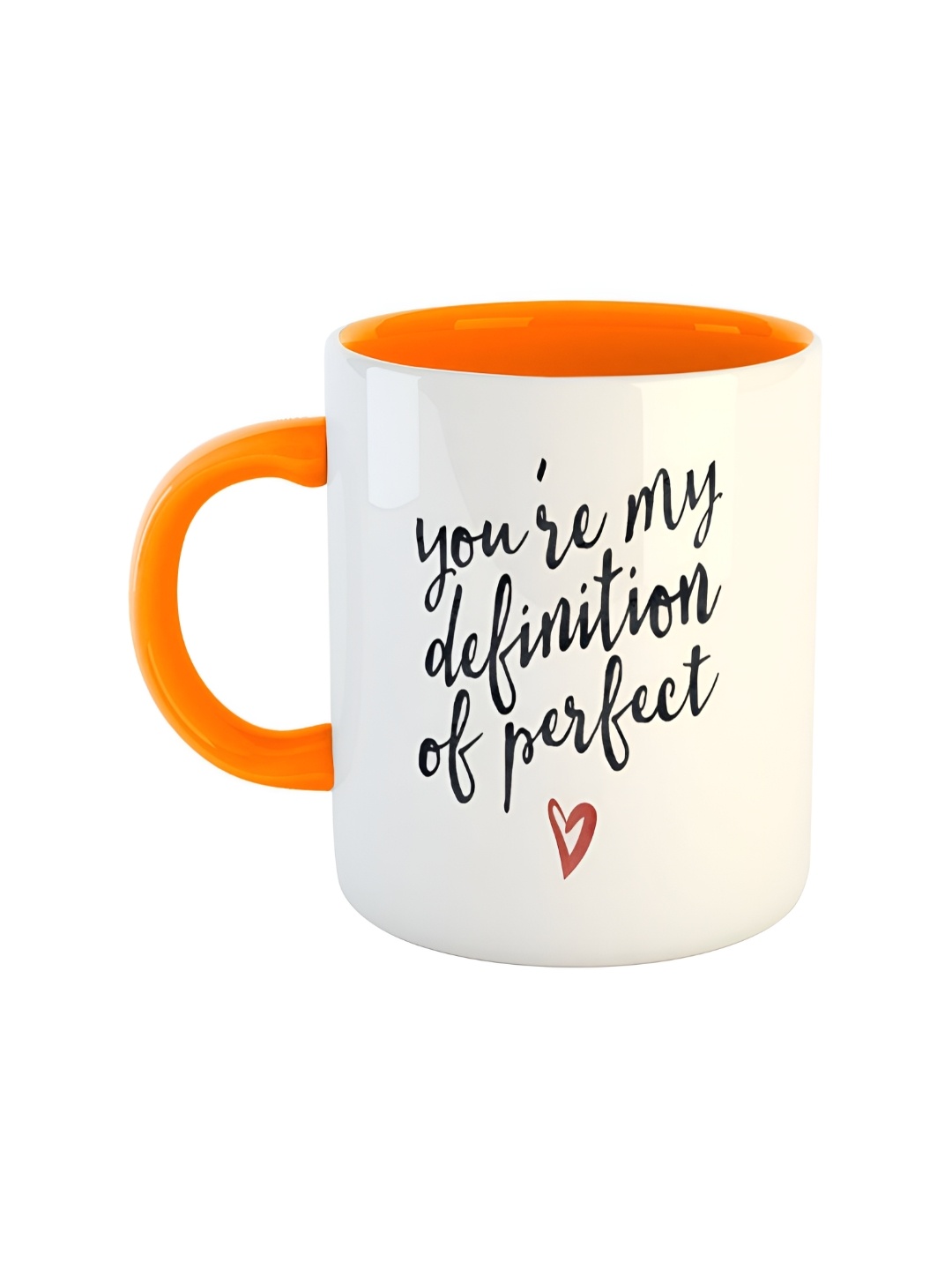 ARTBUG Orange & White Dishwasher Safe Printed Ceramic Glossy Mug