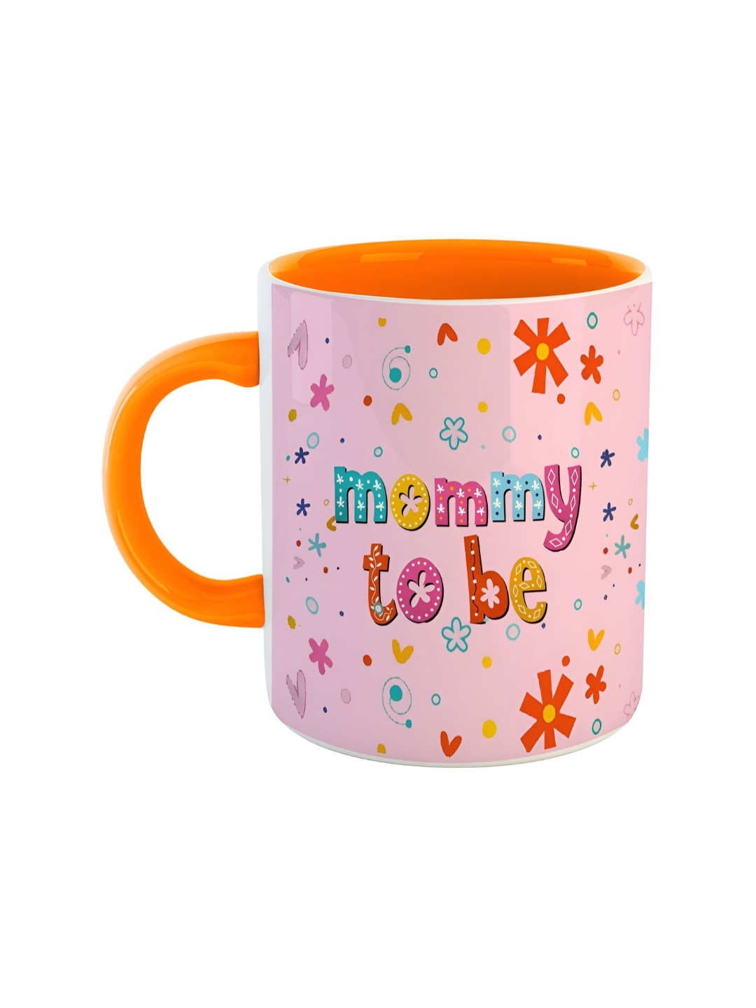 ARTBUG Orange & Pink Dishwasher Safe Printed Ceramic Glossy Mug