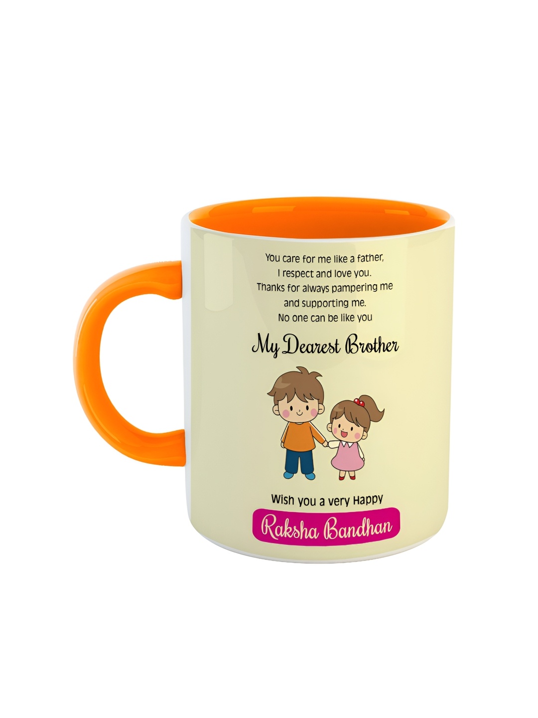 

ARTBUG Orange & Beige Dishwasher Safe Printed Ceramic Glossy Mug