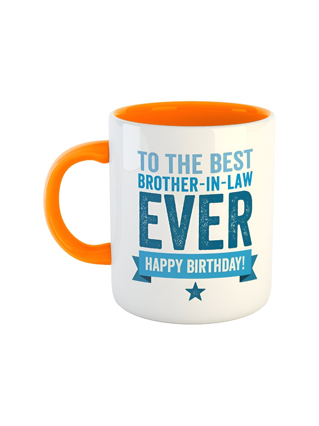 ARTBUG Orange & White Dishwasher Safe Printed Ceramic Glossy Mug