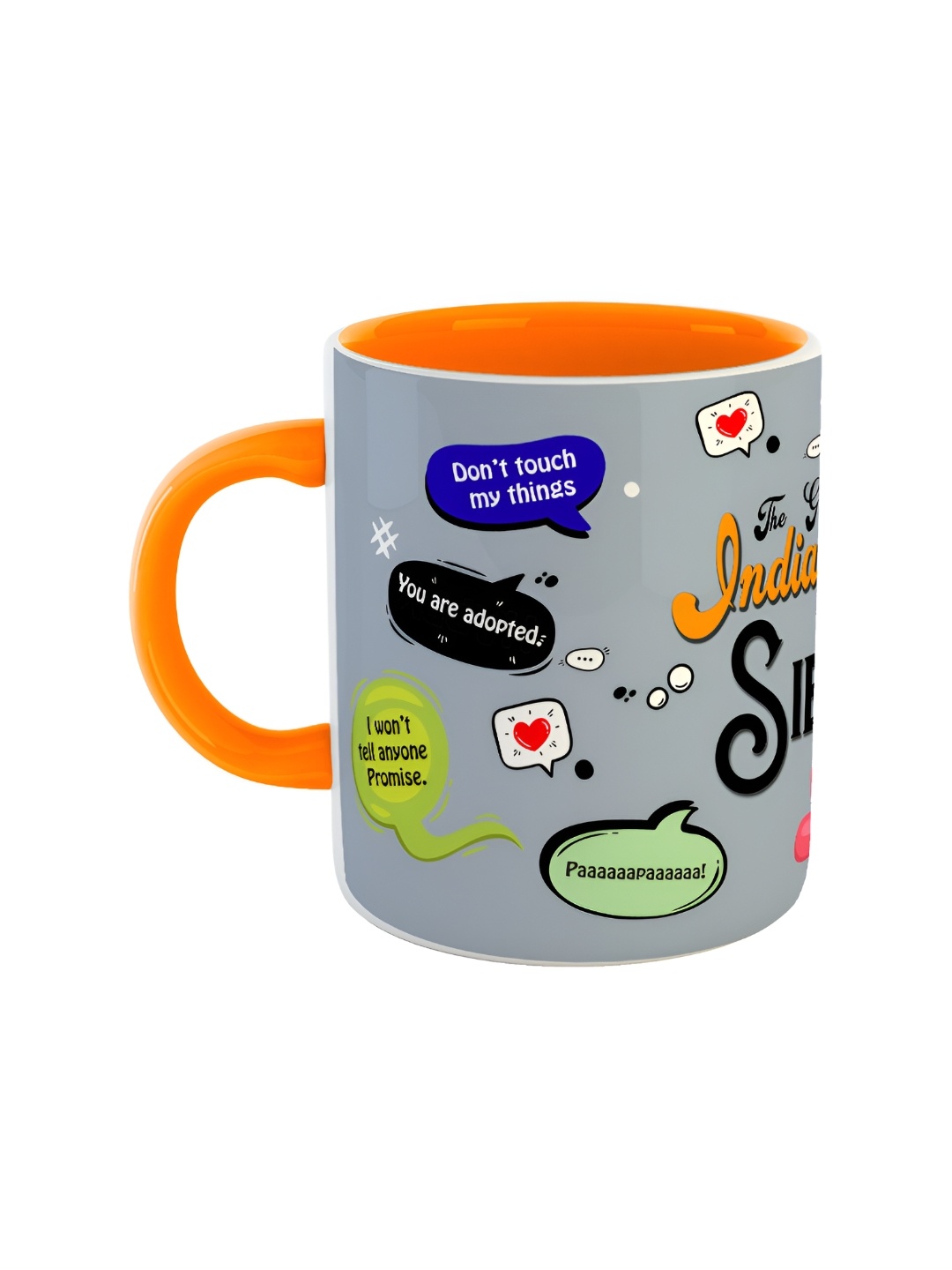 

ARTBUG Orange & Grey Dishwasher Safe Printed Ceramic Glossy Mug