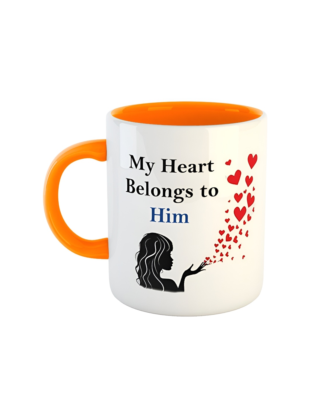 

ARTBUG Orange & White Dishwasher Safe Printed Ceramic Glossy Mug