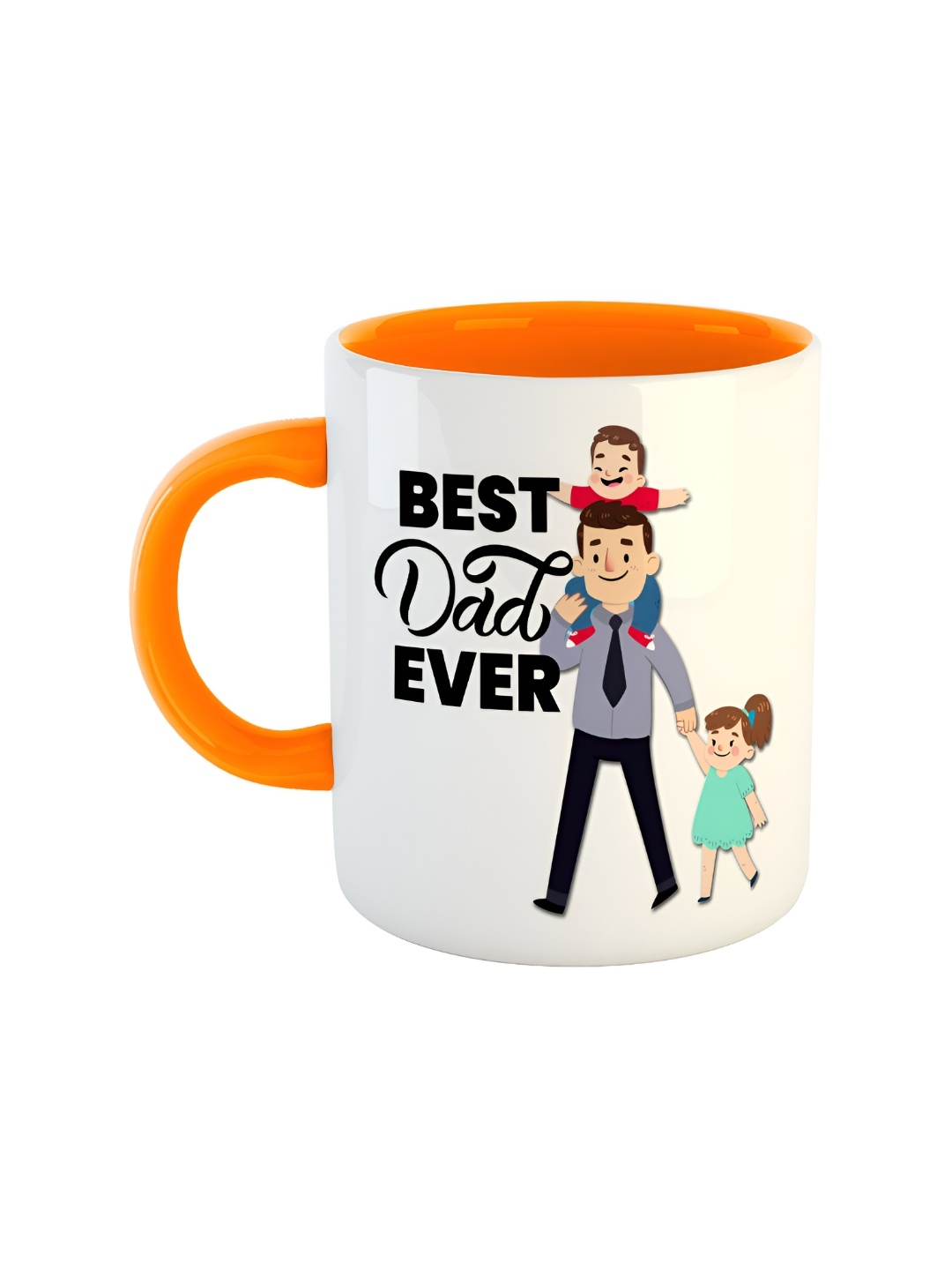 

ARTBUG Orange & White Dishwasher Safe Printed Ceramic Glossy Mug