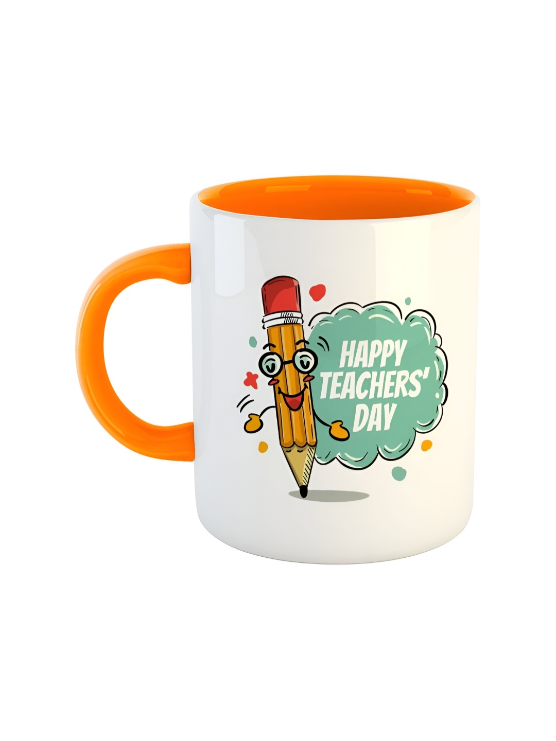

ARTBUG Orange & White Dishwasher Safe Printed Ceramic Glossy Mug