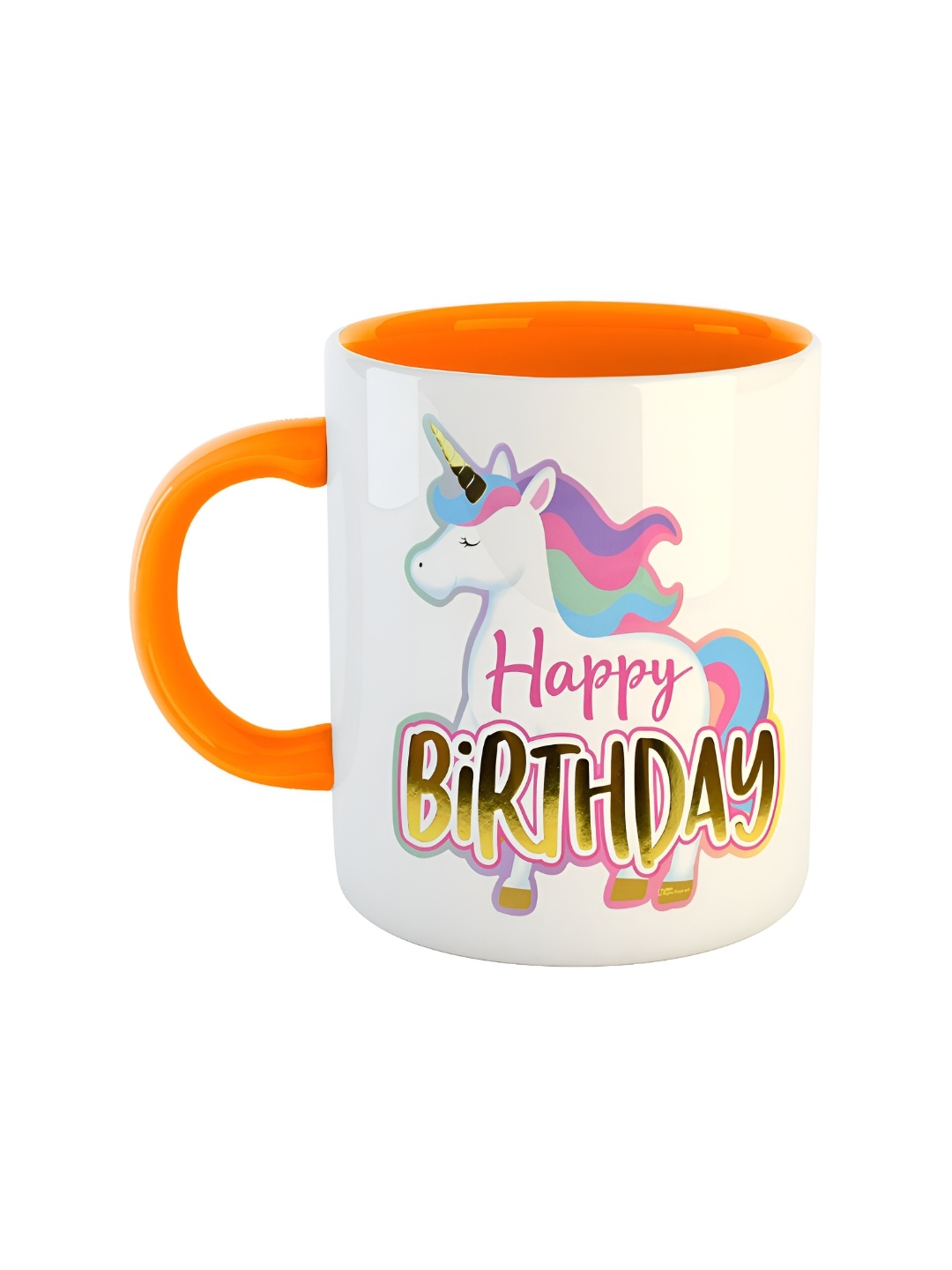 

ARTBUG Orange & White Dishwasher Safe Printed Ceramic Glossy Mug