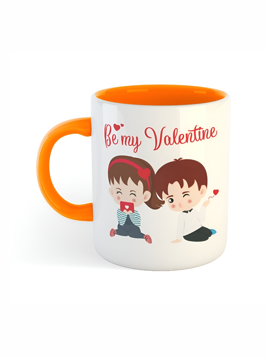 ARTBUG Orange & White Dishwasher Safe Printed Ceramic Glossy Mug