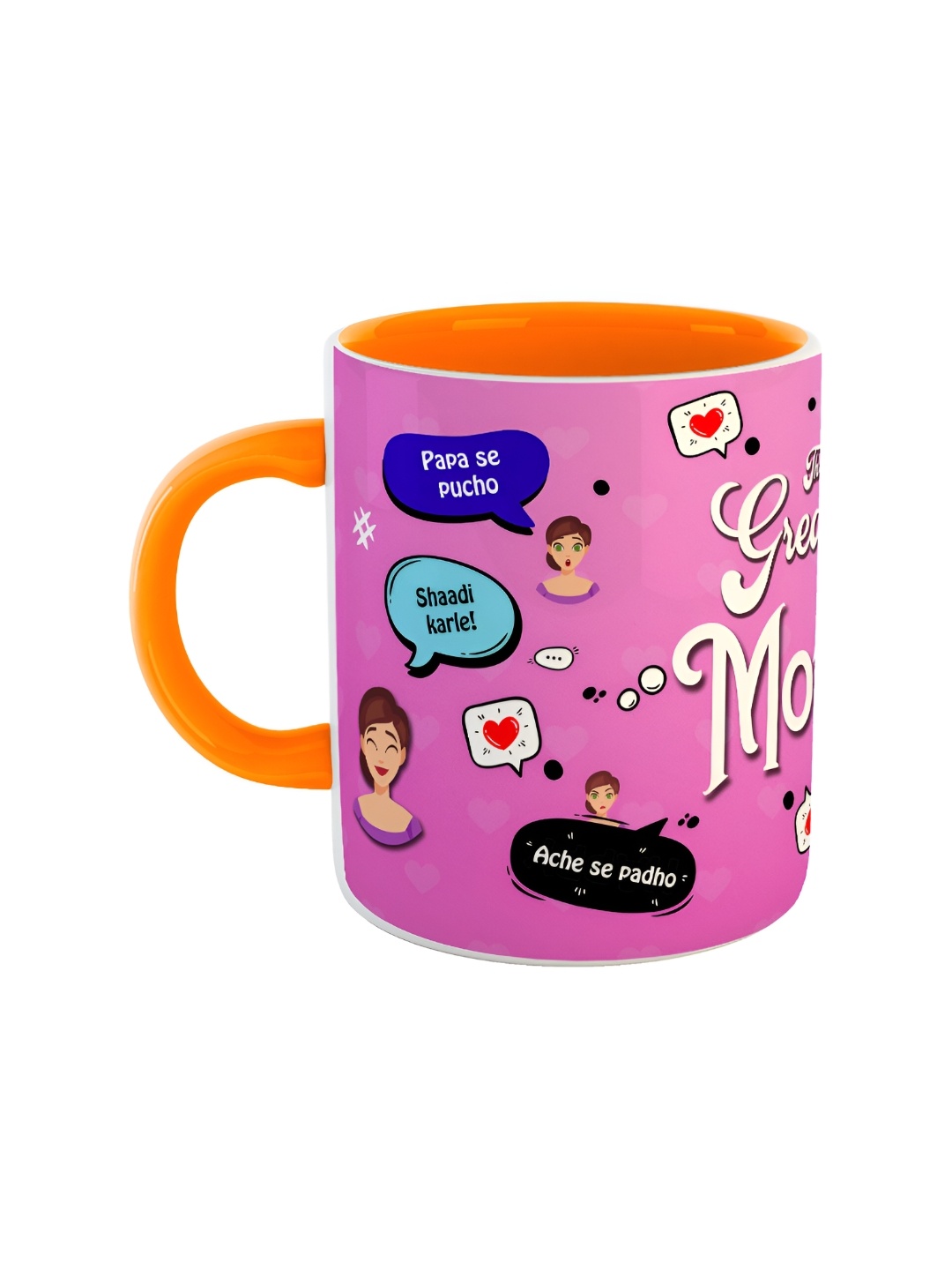 

ARTBUG Orange & Pink Dishwasher Safe Printed Ceramic Glossy Mug