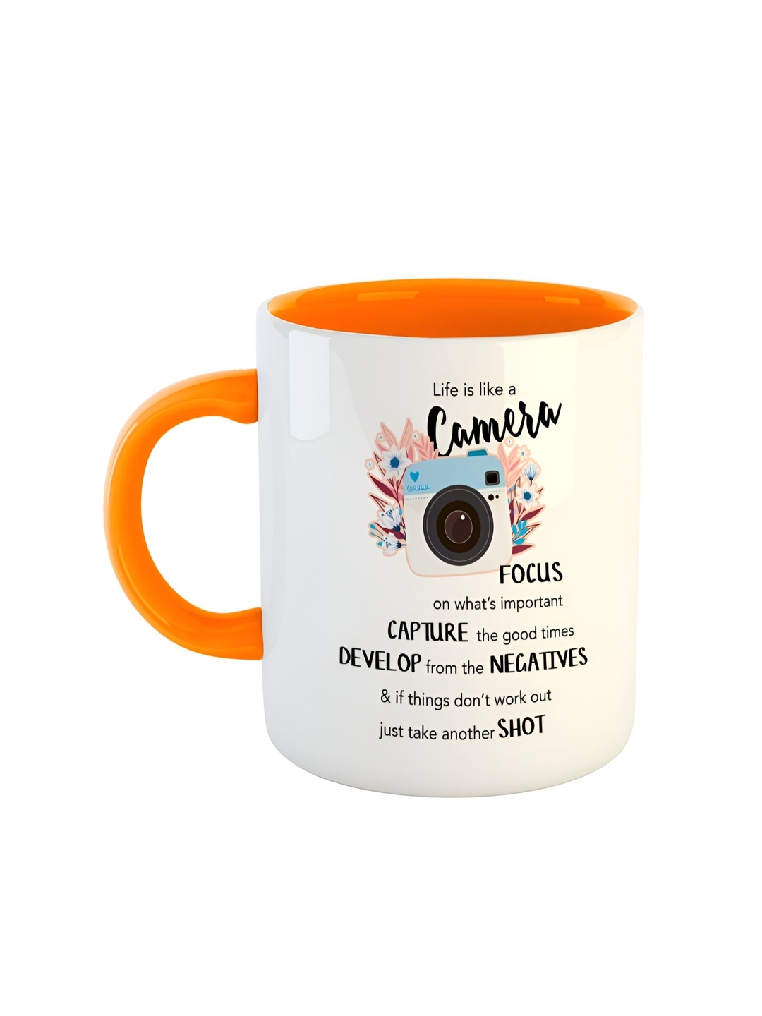 

ARTBUG Orange & White Printed Ceramic Glossy Mug 350 ml