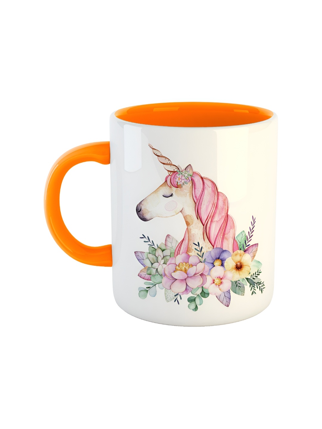 ARTBUG Orange & White Printed Ceramic Glossy Mug 350 ml