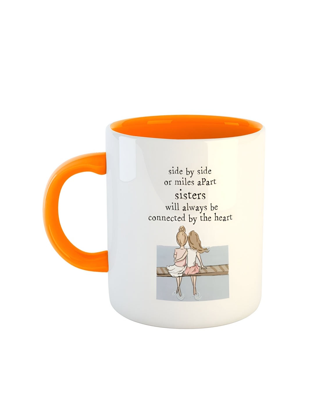 

ARTBUG Orange & White Printed Ceramic Glossy Mug 350 ml