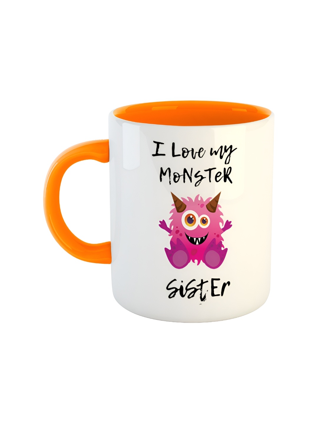 ARTBUG Orange & White Printed Ceramic Glossy Mug350 ml
