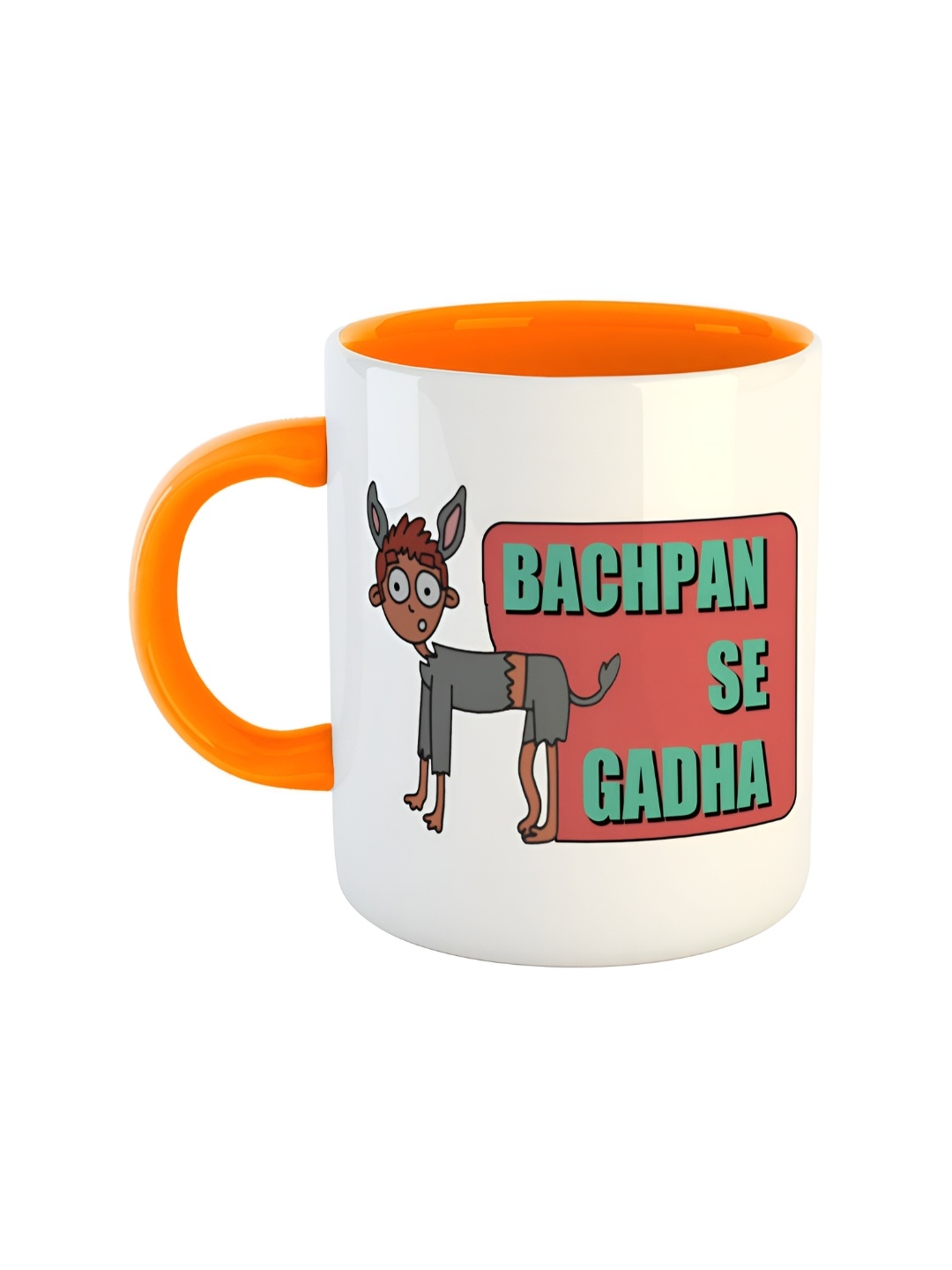 ARTBUG Orange & White Printed Ceramic Glossy Mug 350 ml