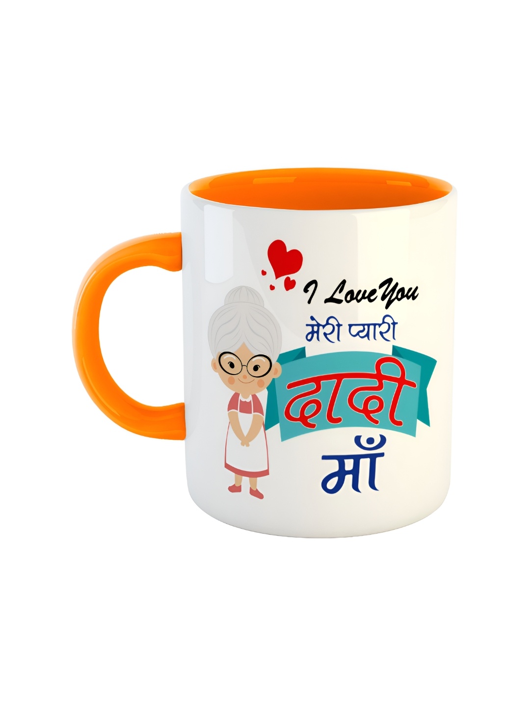 ARTBUG Orange & White Printed Ceramic Glossy Mug 350 ml