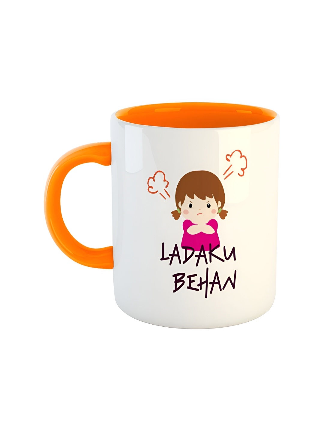 

ARTBUG Orange White Printed Ceramic Glossy Mugs 350 ml
