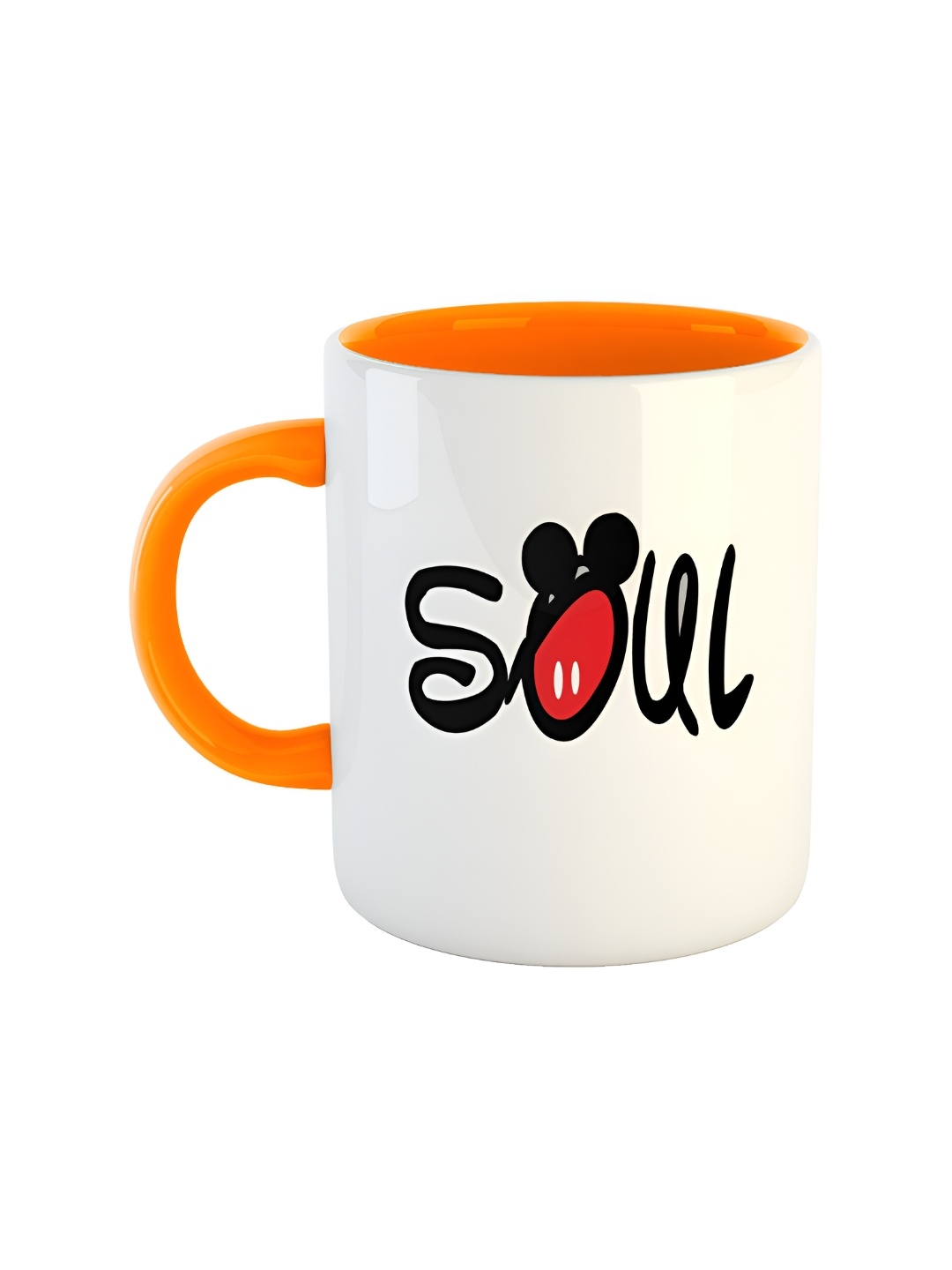 

ARTBUG Orange White Printed Ceramic Glossy Mugs 350 ml