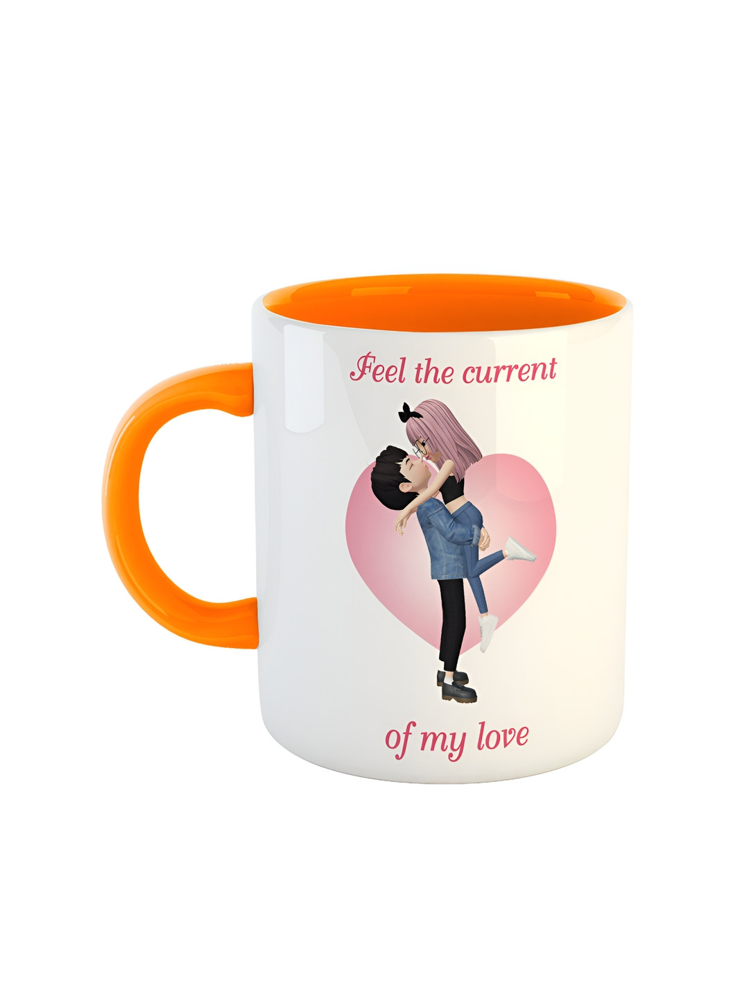 

ARTBUG Orange White Printed Ceramic Glossy Mugs 350 ml
