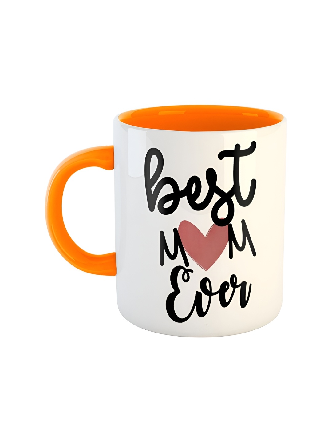 ARTBUG Orange White Printed Ceramic Glossy Mugs 350 ml