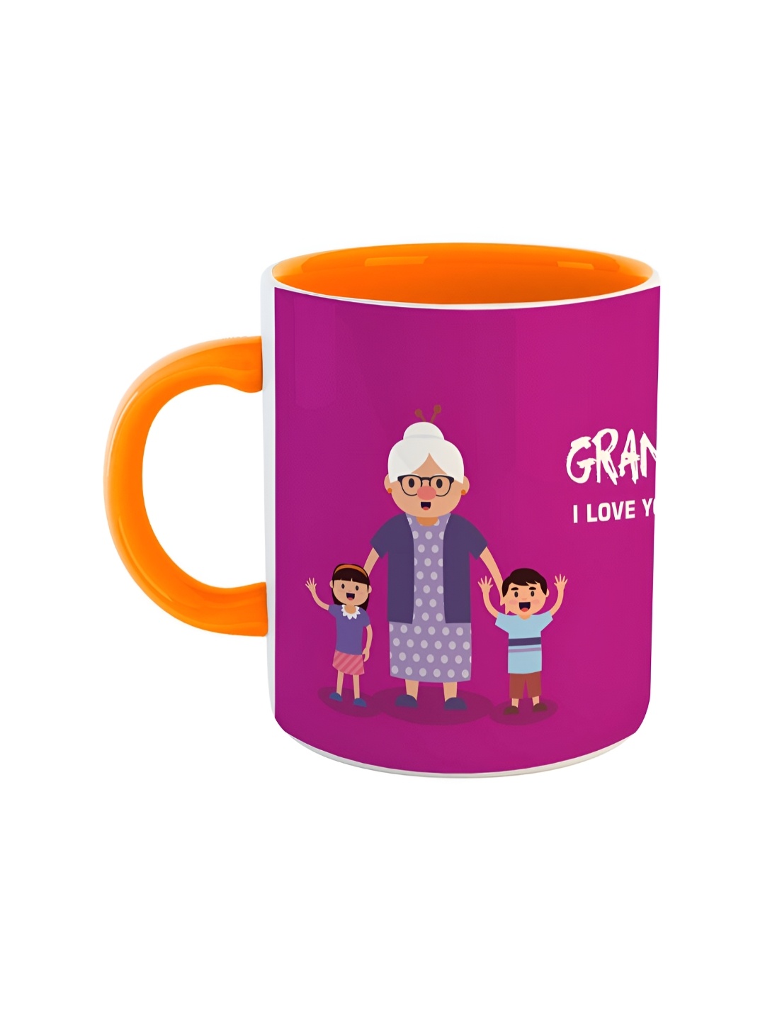 

ARTBUG Orange White Printed Ceramic Glossy Mugs 350 ml