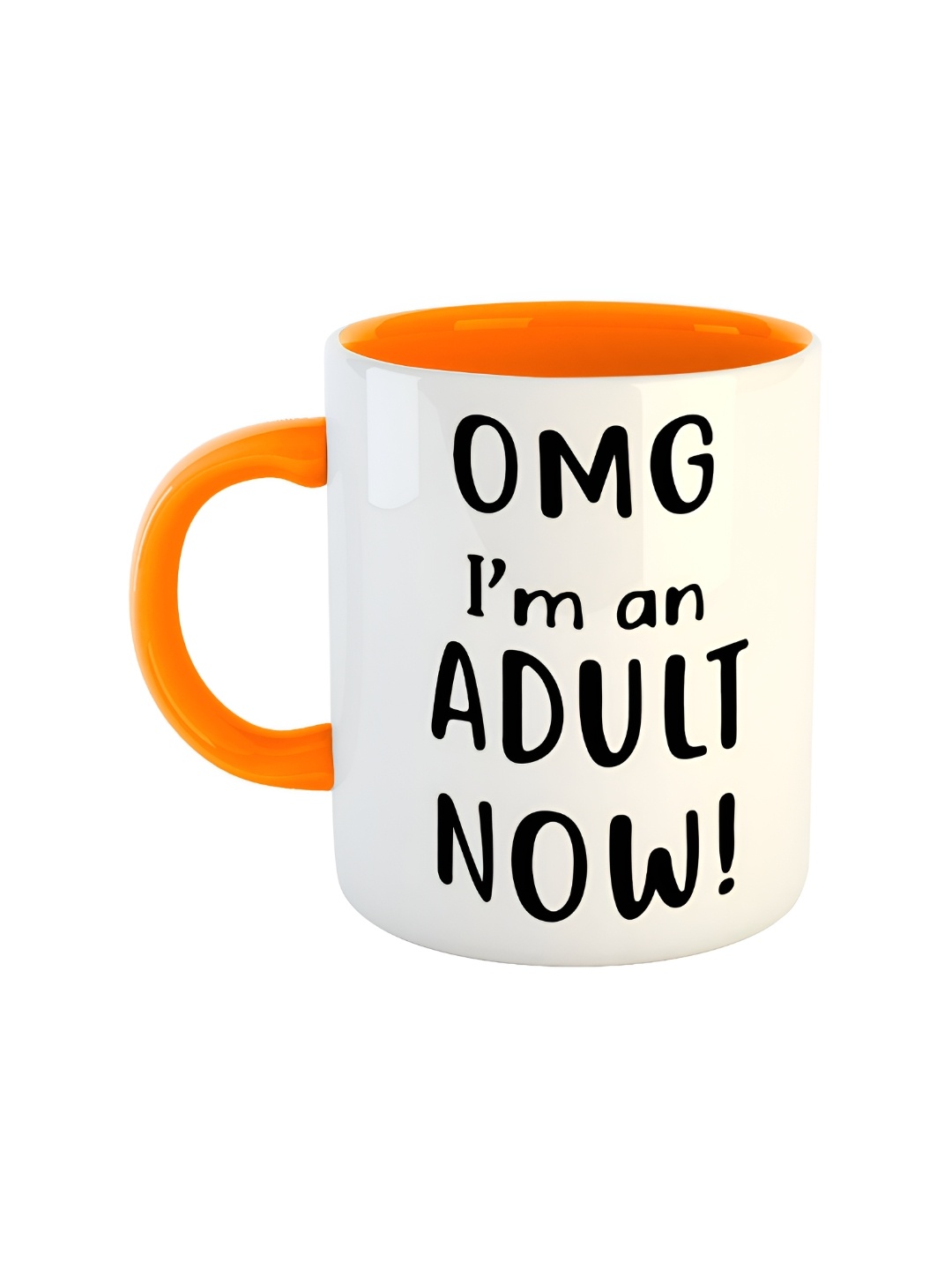 

ARTBUG Orange White Printed Ceramic Glossy Mugs 350 ml